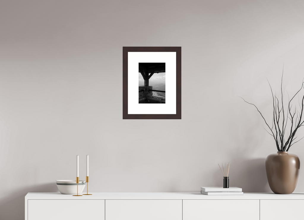 8 x 12″, Framed, Alder Brown, B&W Print Mountain Lookout