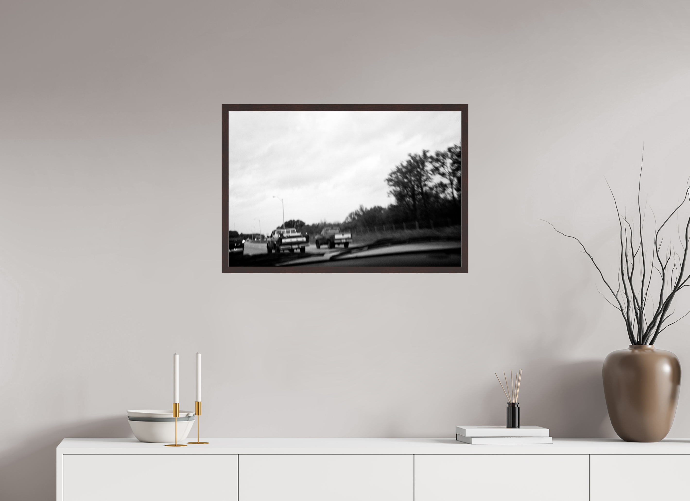 29.7 x 20″, ArtBox On Aluminum Dibond Three Trucks
