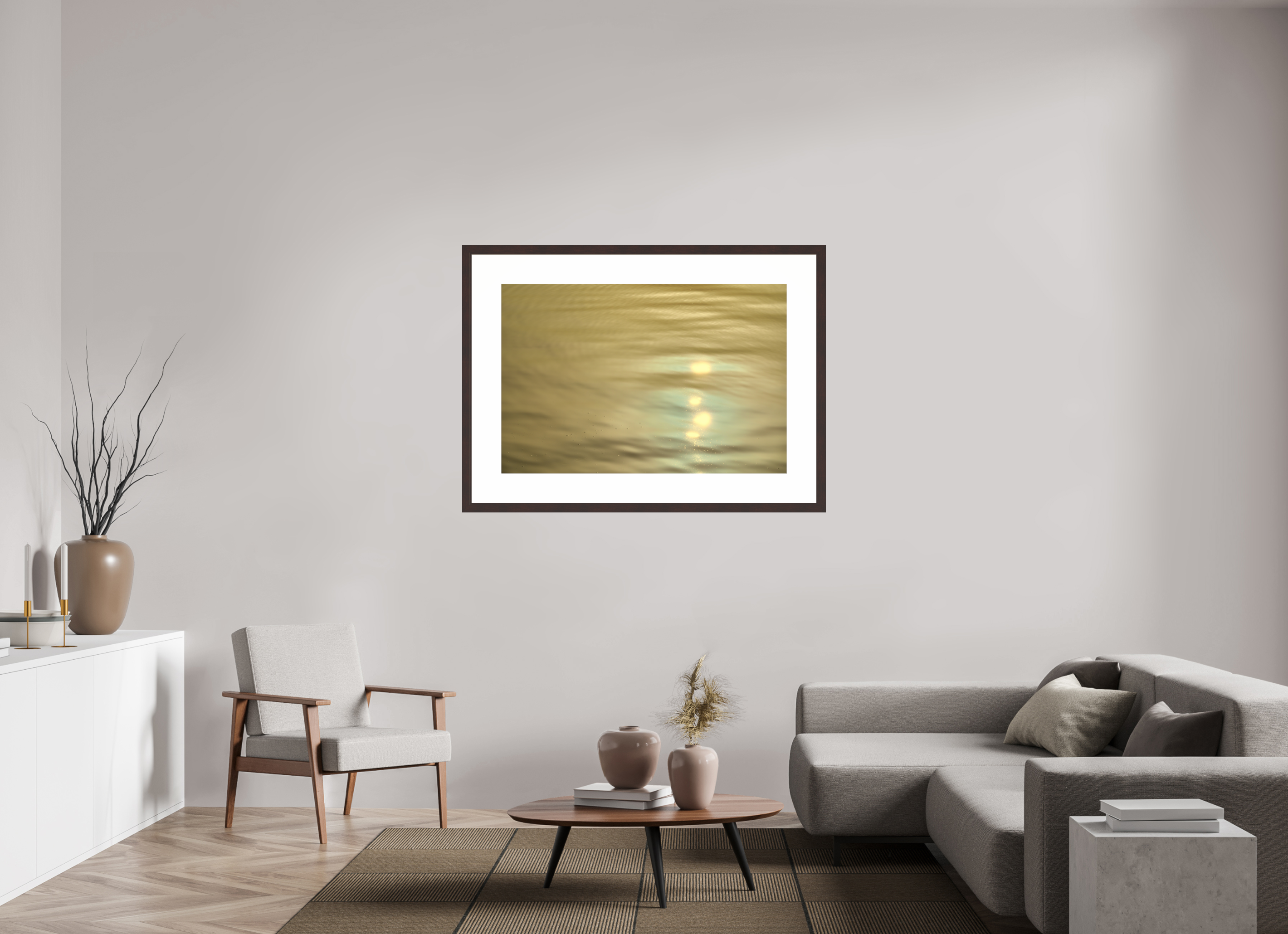 45 x 30″, Framed, Alder Brown, Color Print Sunrise Reflection