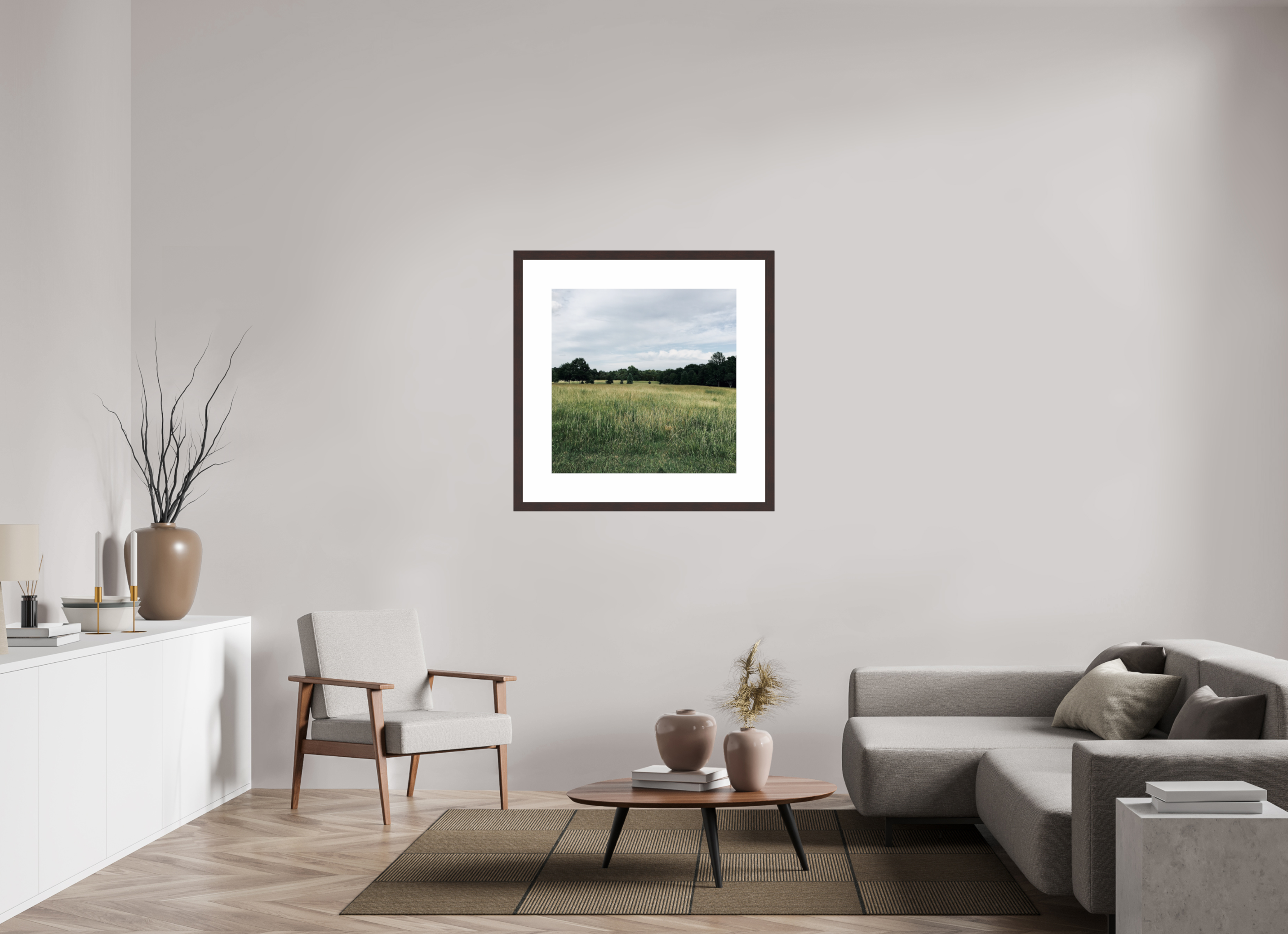 30 x 30″, Framed, Alder Brown, Color Print Field at Long Hunter State Park