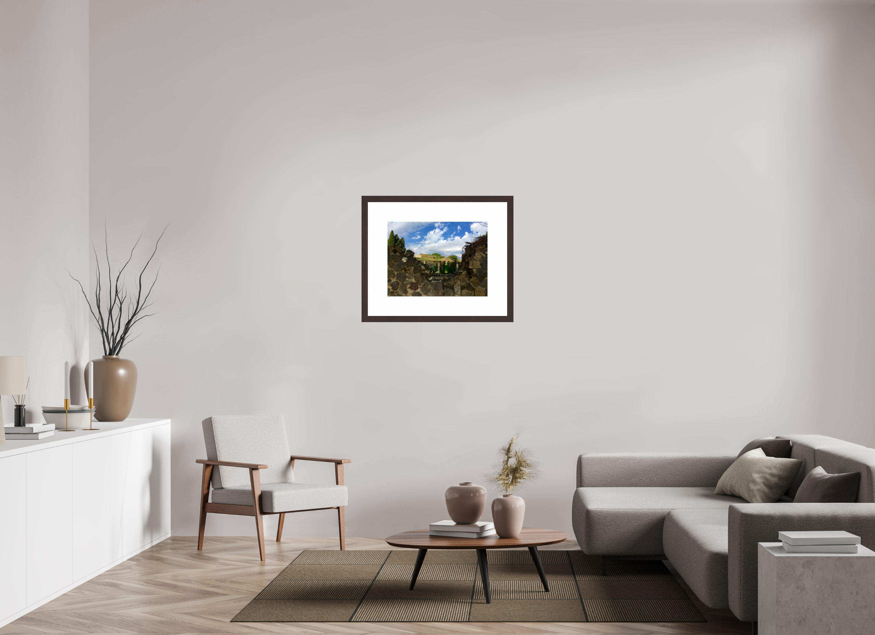 24 x 18″, Framed, Alder Brown, Color Print Pompeii and Vesuvius