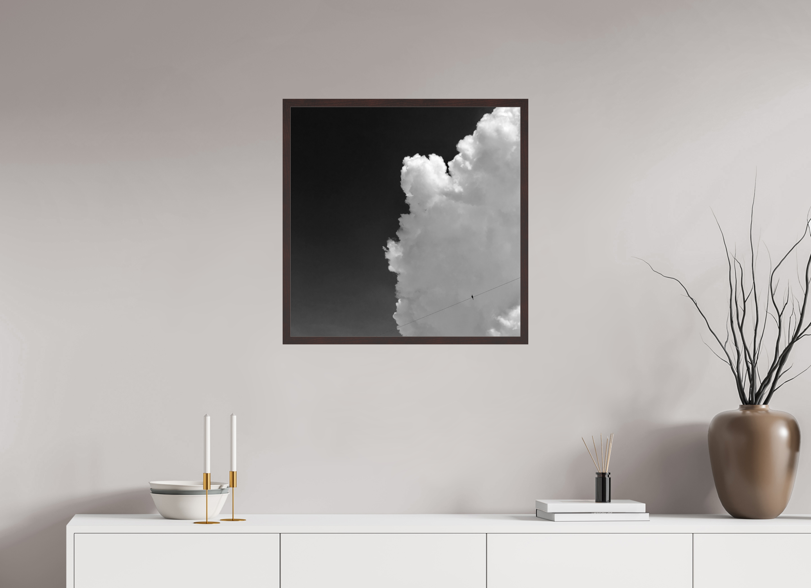 25 x 25″, ArtBox On Aluminum Dibond Bird on a Wire