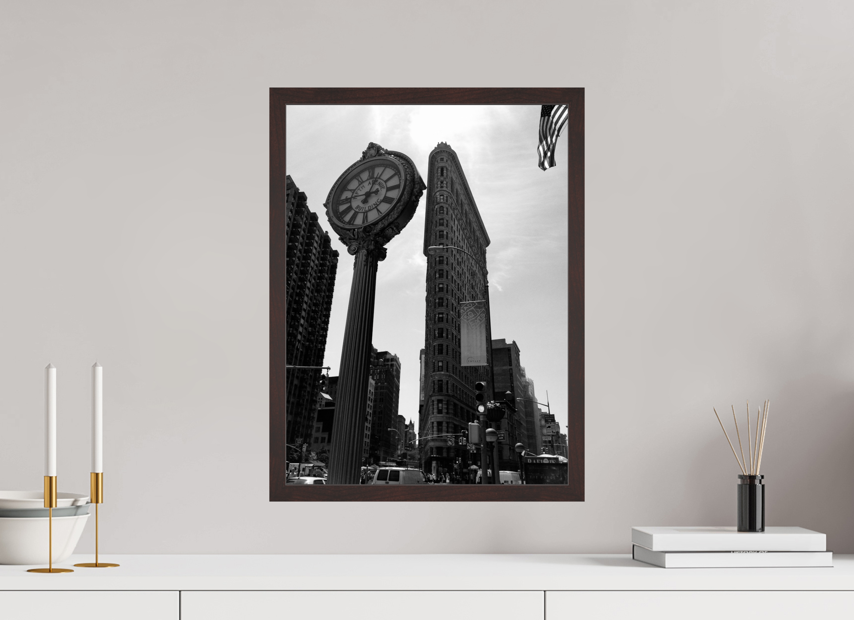 15 x 20″, ArtBox On Aluminum Dibond Flatiron and Clock