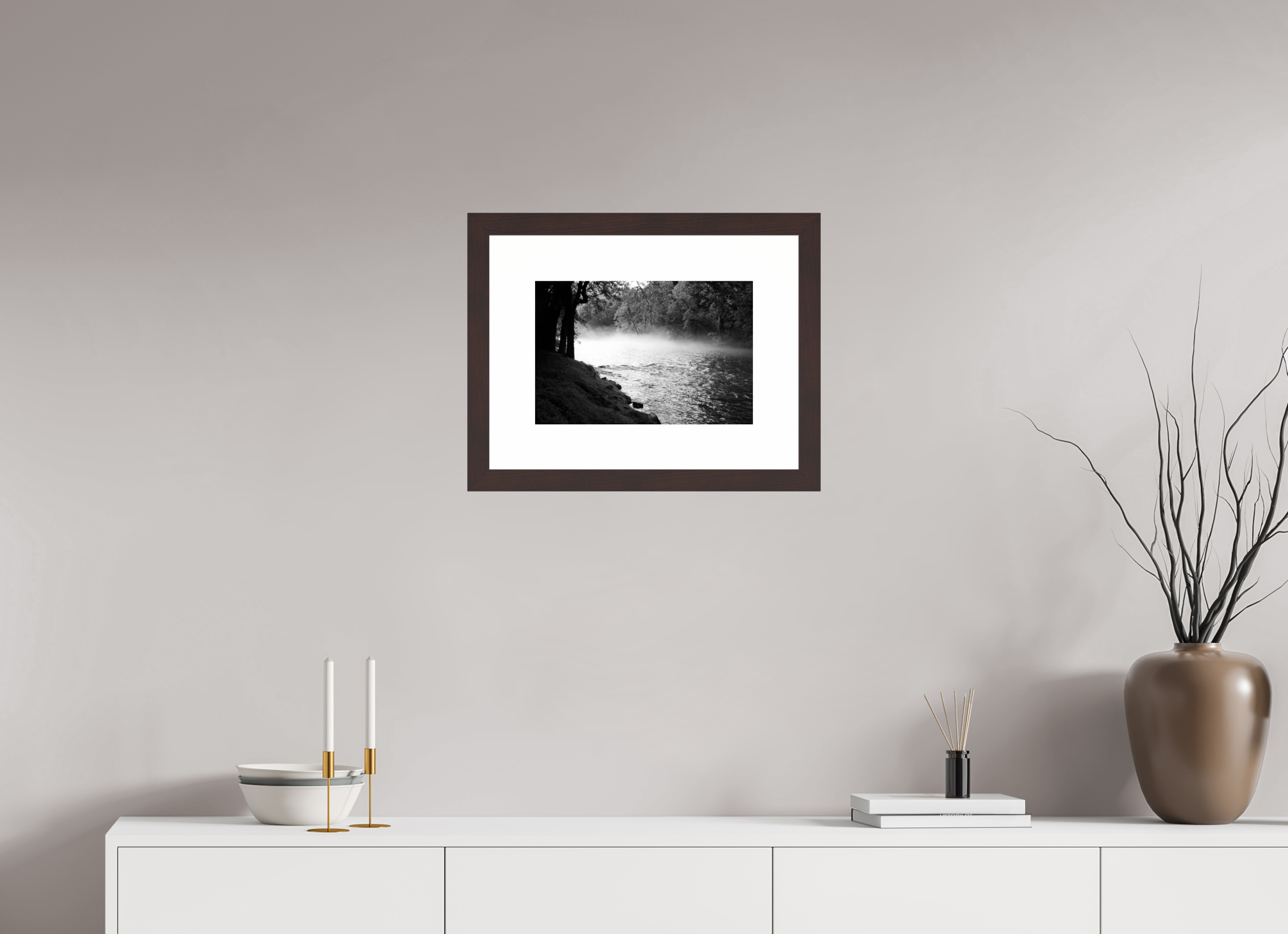 15 x 10″, Framed, Alder Brown, B&W Print Nantahala