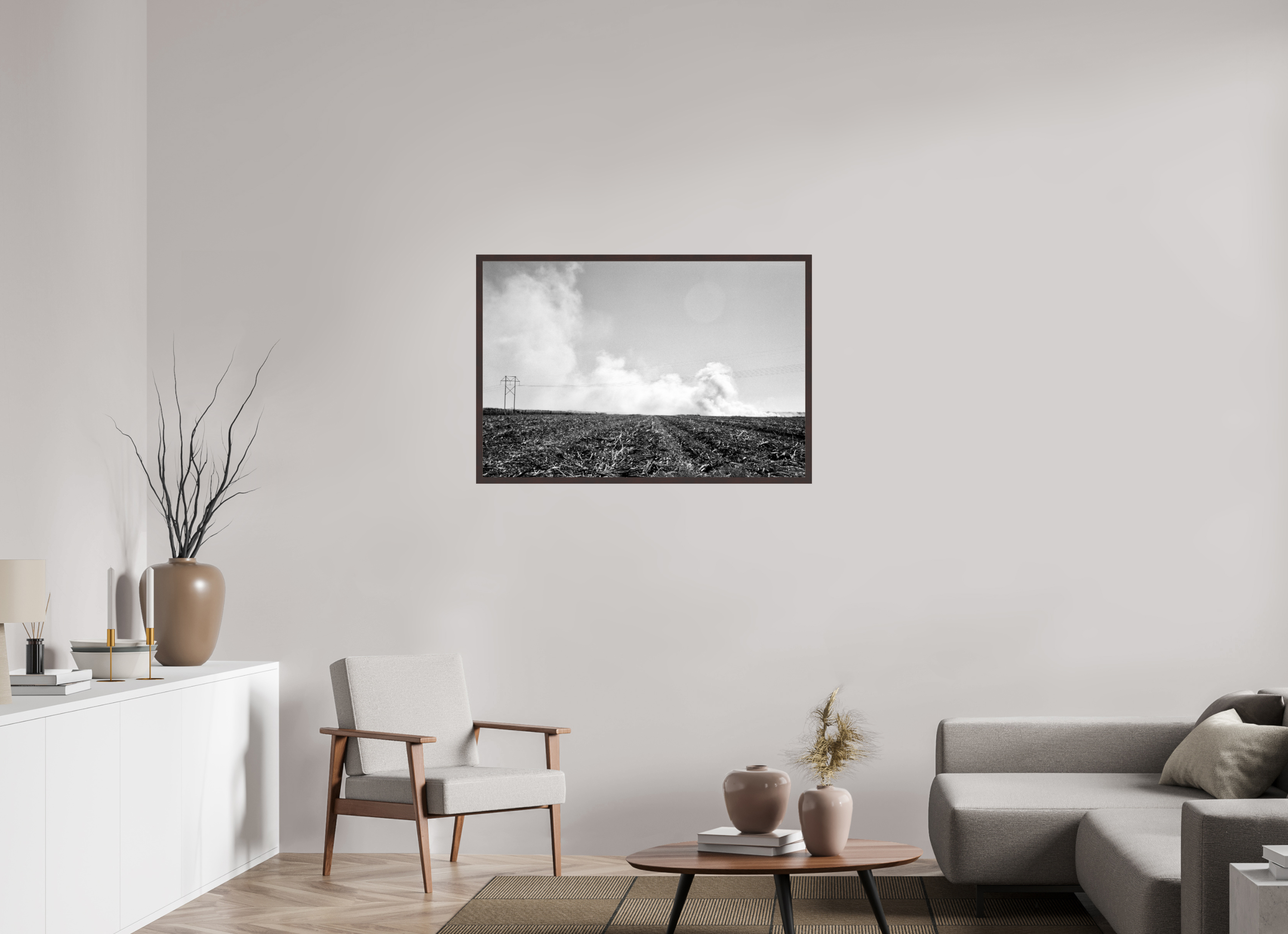 41.5 x 28″, ArtBox On Aluminum Dibond Sugar Cane Field, Burning