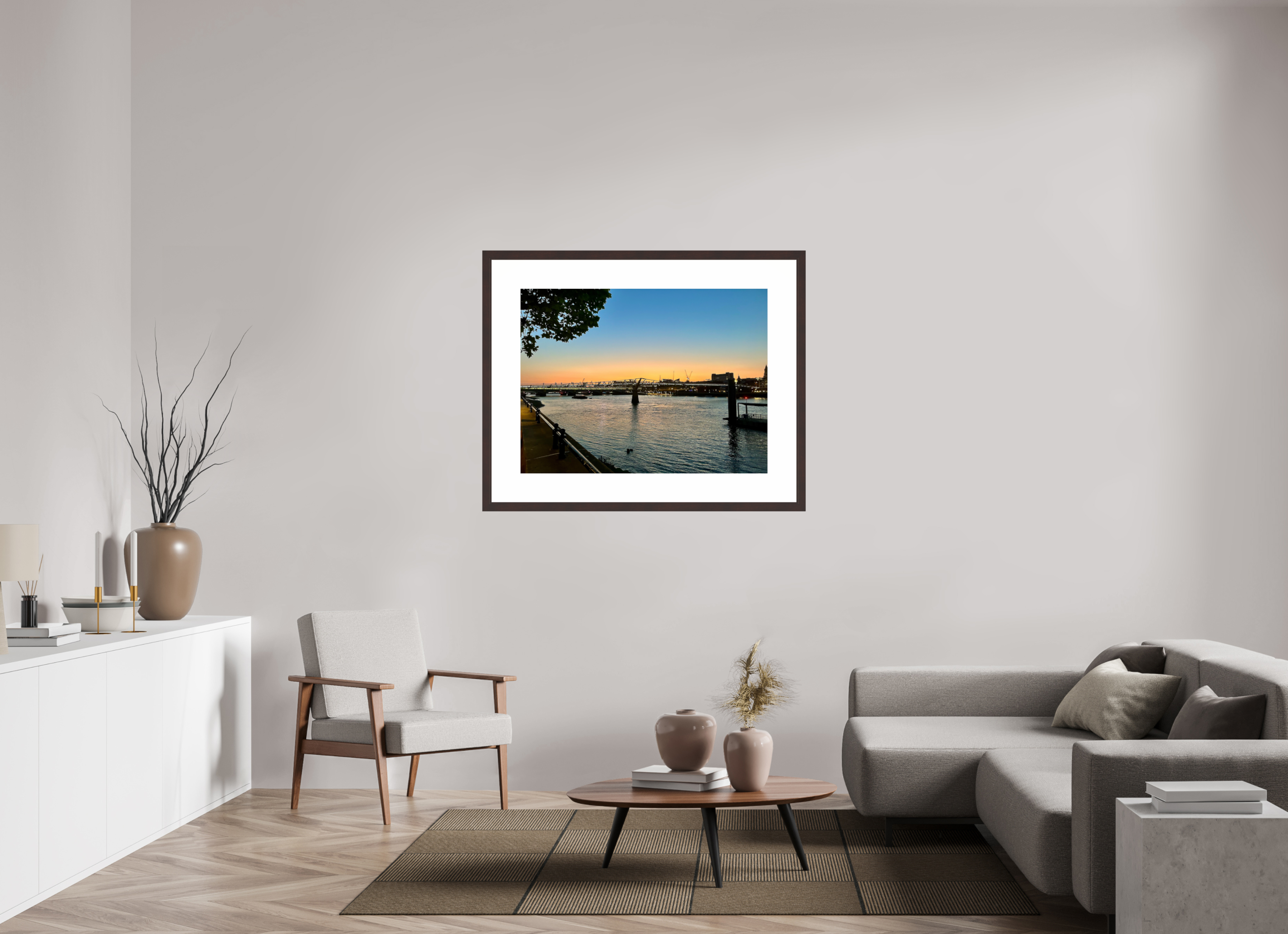 40 x 30″, Framed, Alder Brown, Color Print Thames at Dusk