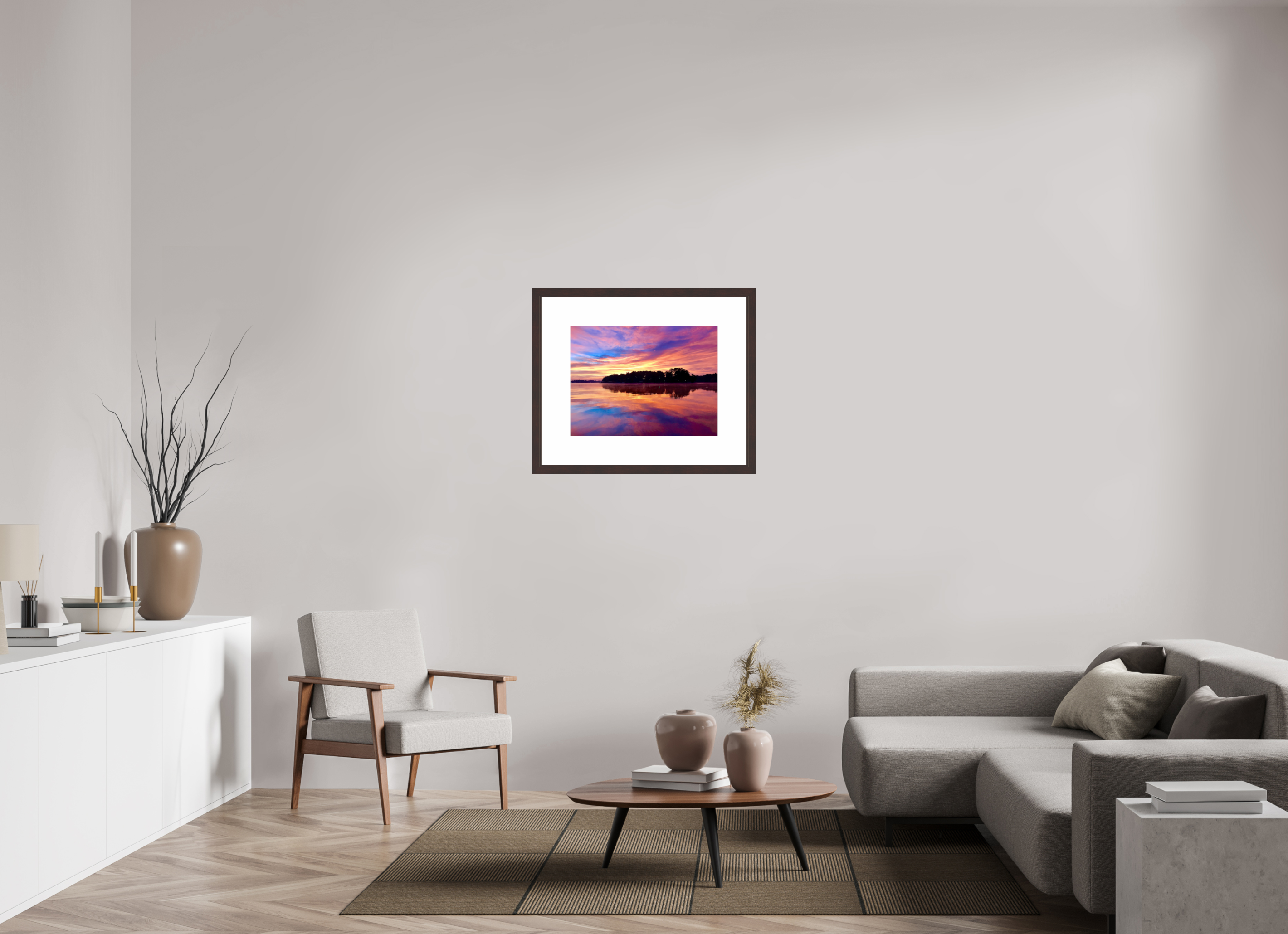 24 x 18″, Framed, Alder Brown, Color Print Lake Hamilton Sunrise