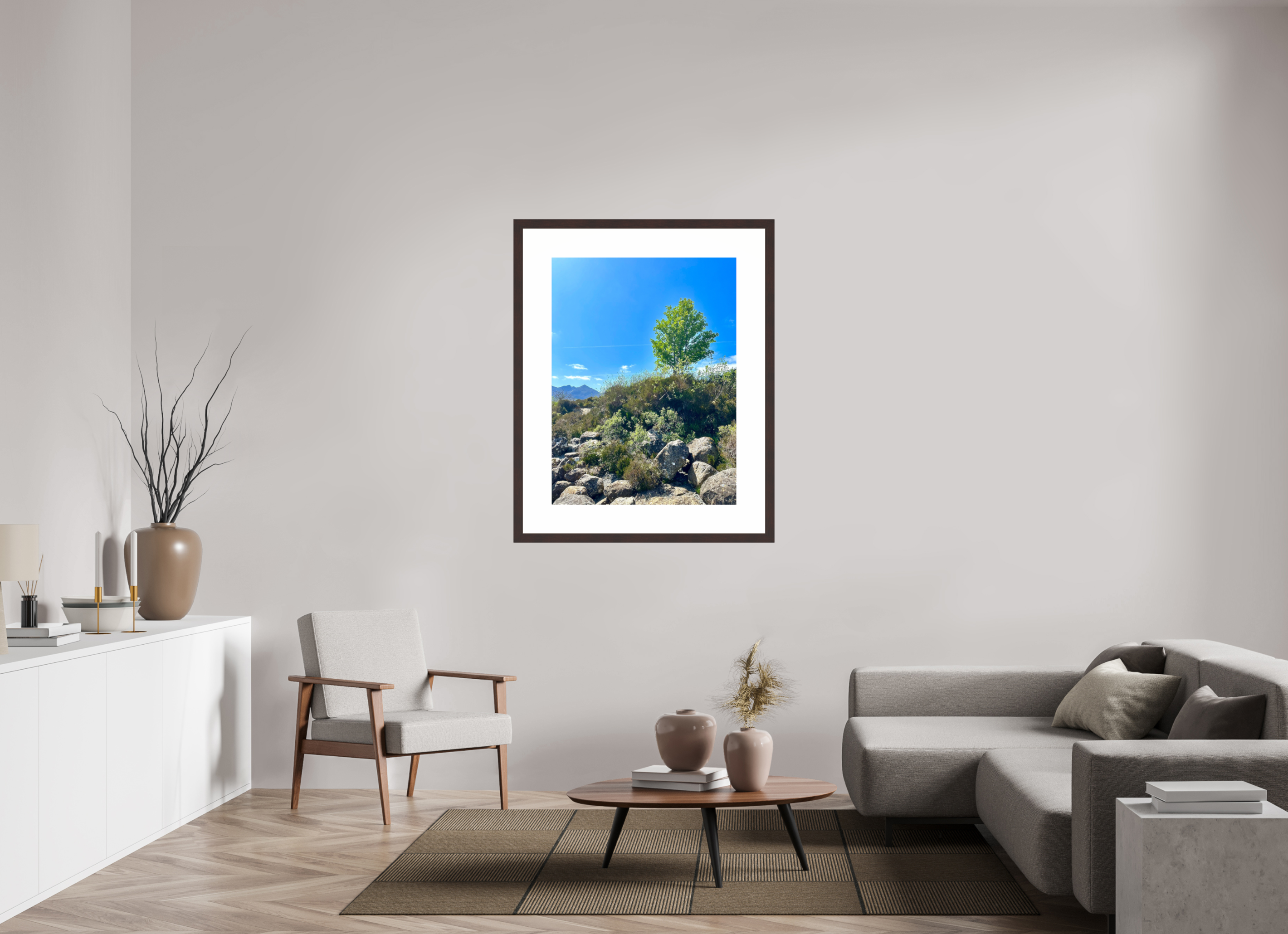 30 x 40″, Framed, Alder Brown, Color Print Tree On the River Sligachan