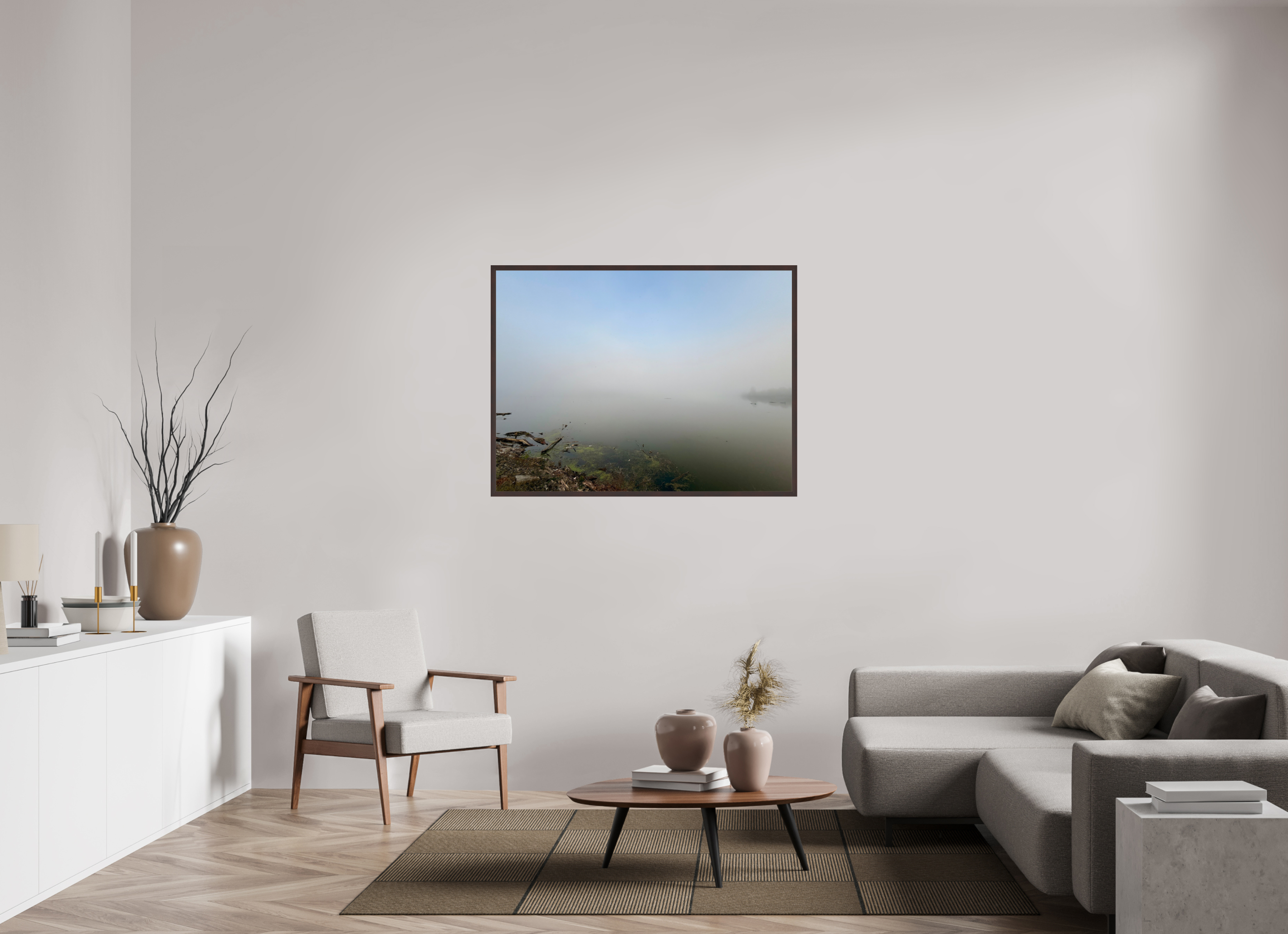 48 x 36″, ArtBox On Aluminum Dibond Foggy Morning at Cordell Hull Reservoir