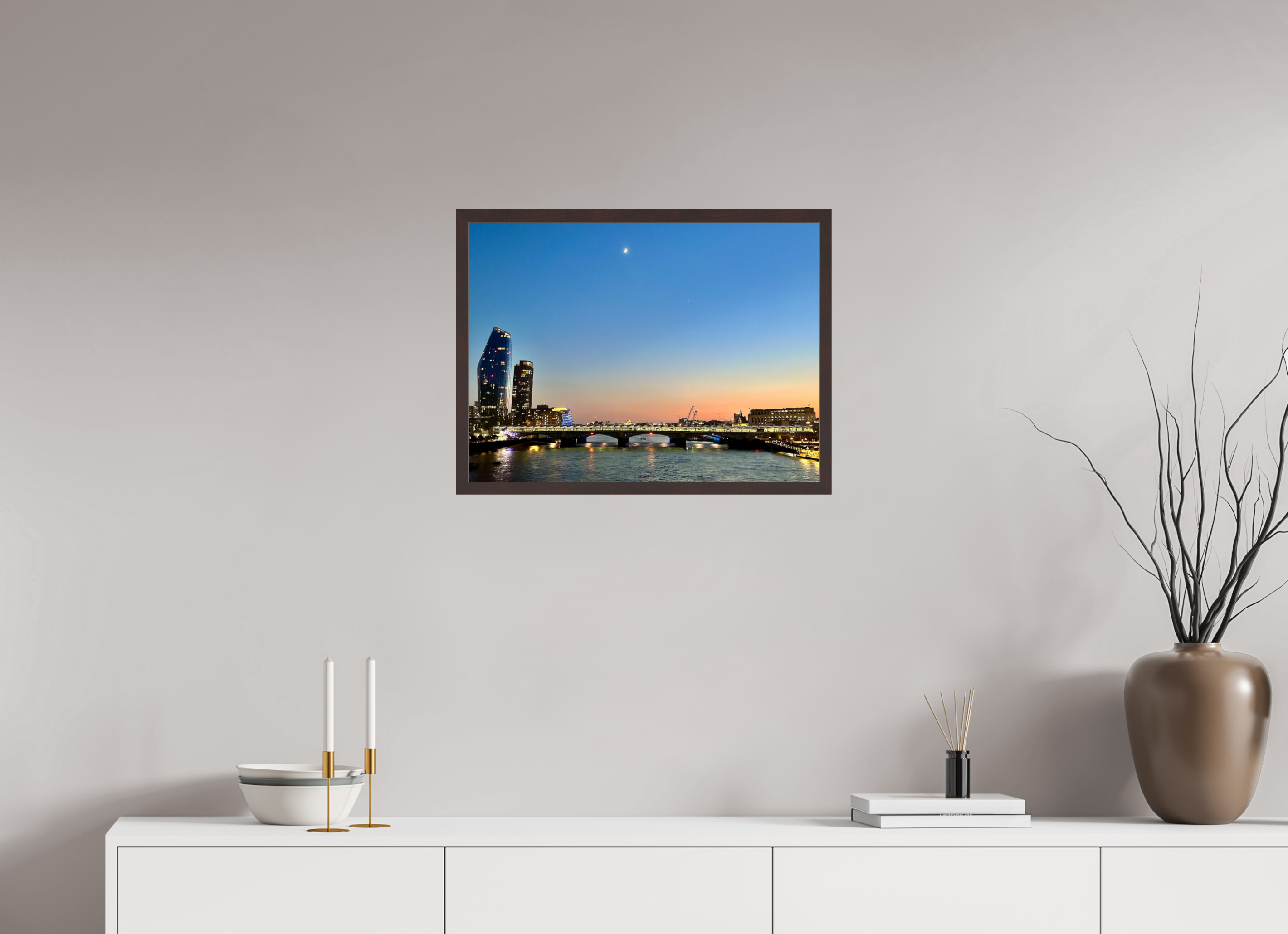 24 x 18″, ArtBox On Aluminum Dibond Moon Over the Thames