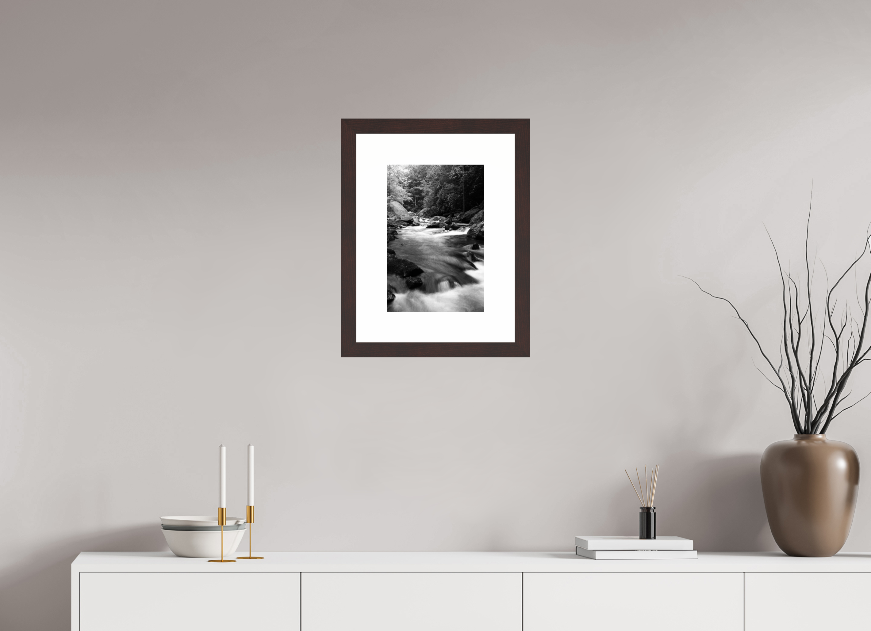 10 x 15″, Framed, Alder Brown, B&W Print Tallulah River