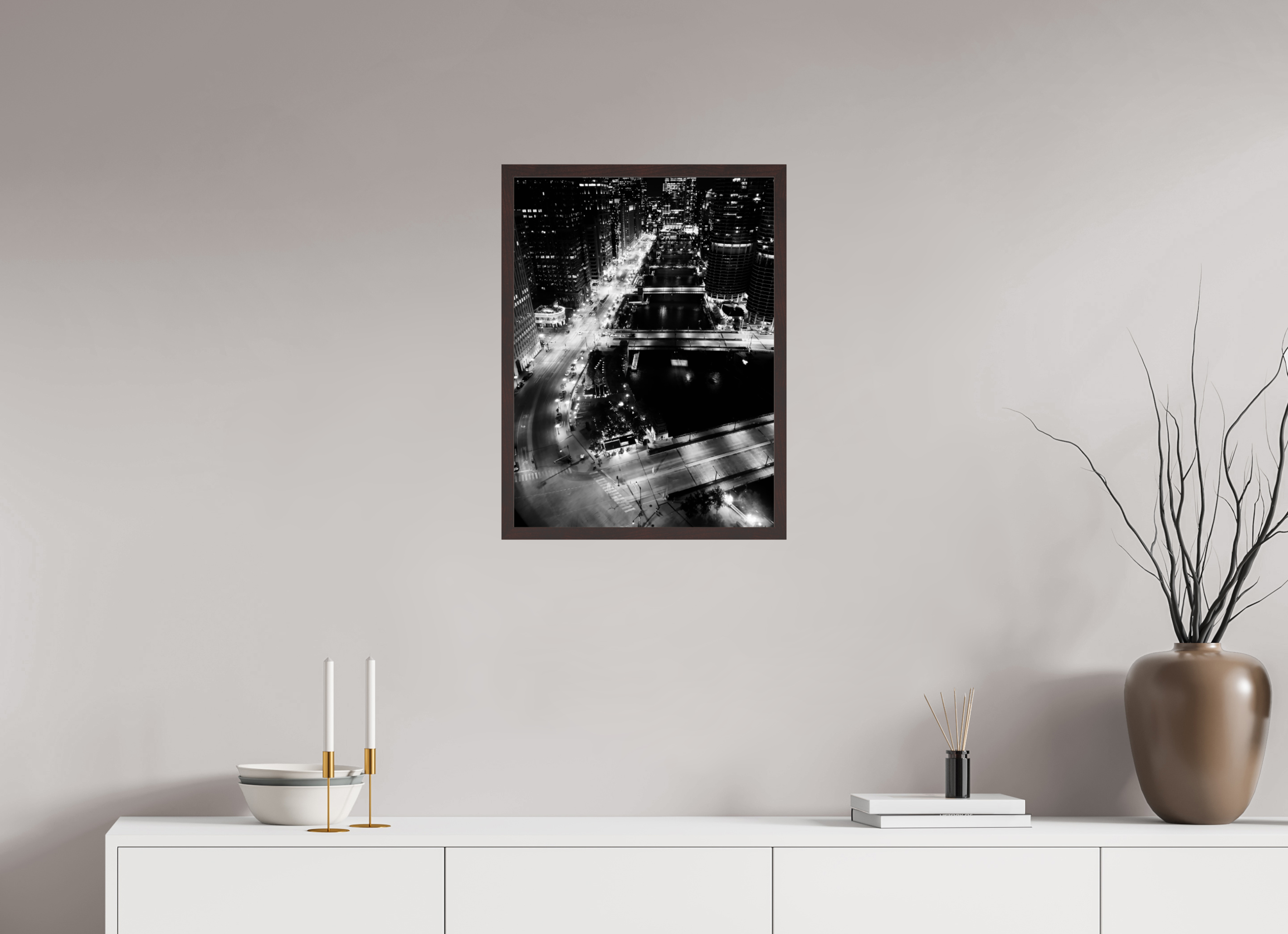 18 x 24″, ArtBox On Aluminum Dibond Chicago River, Night