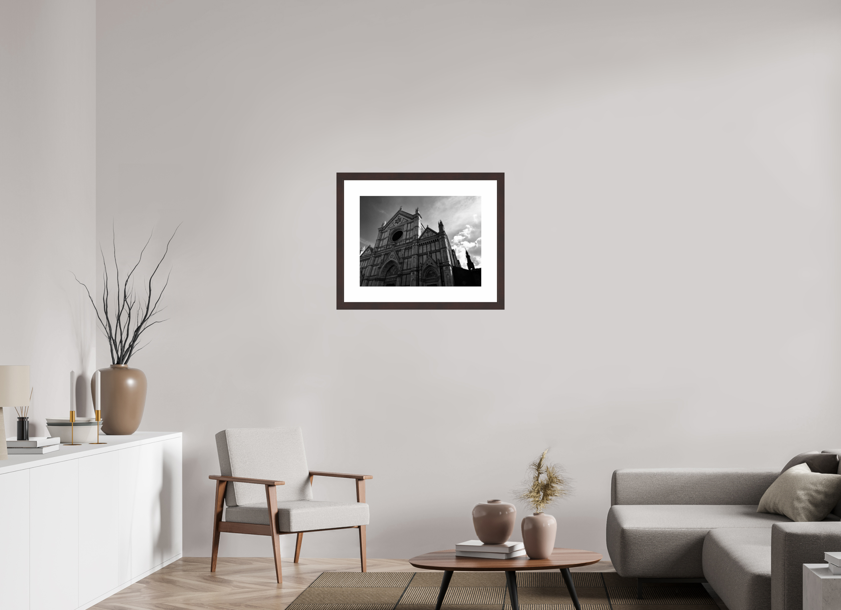 24 x 18″, Framed, Alder Brown, B&W Print Santa Croce