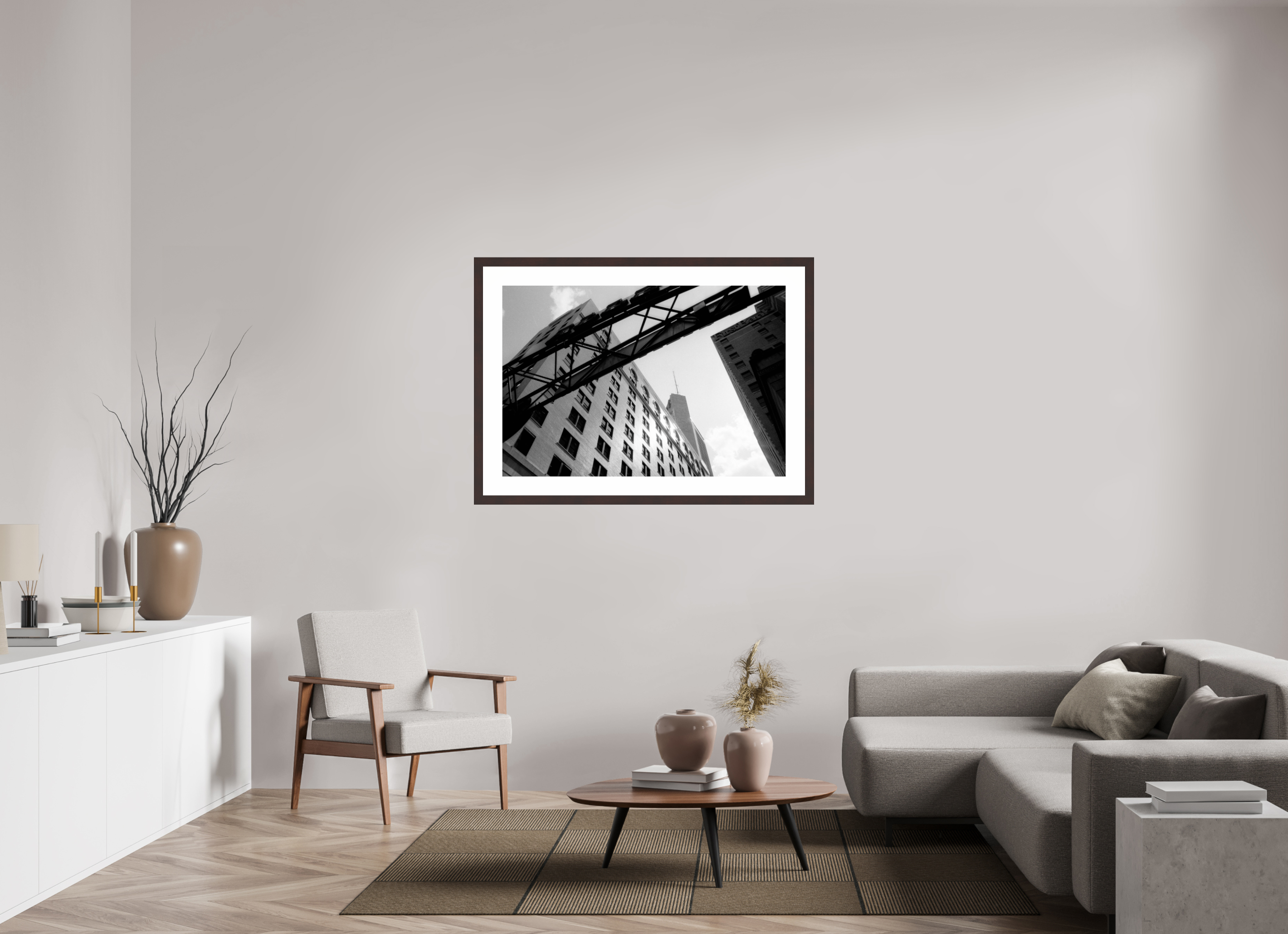 45.8 x 31″, Framed, Alder Brown, B&W Print In Printer's Alley
