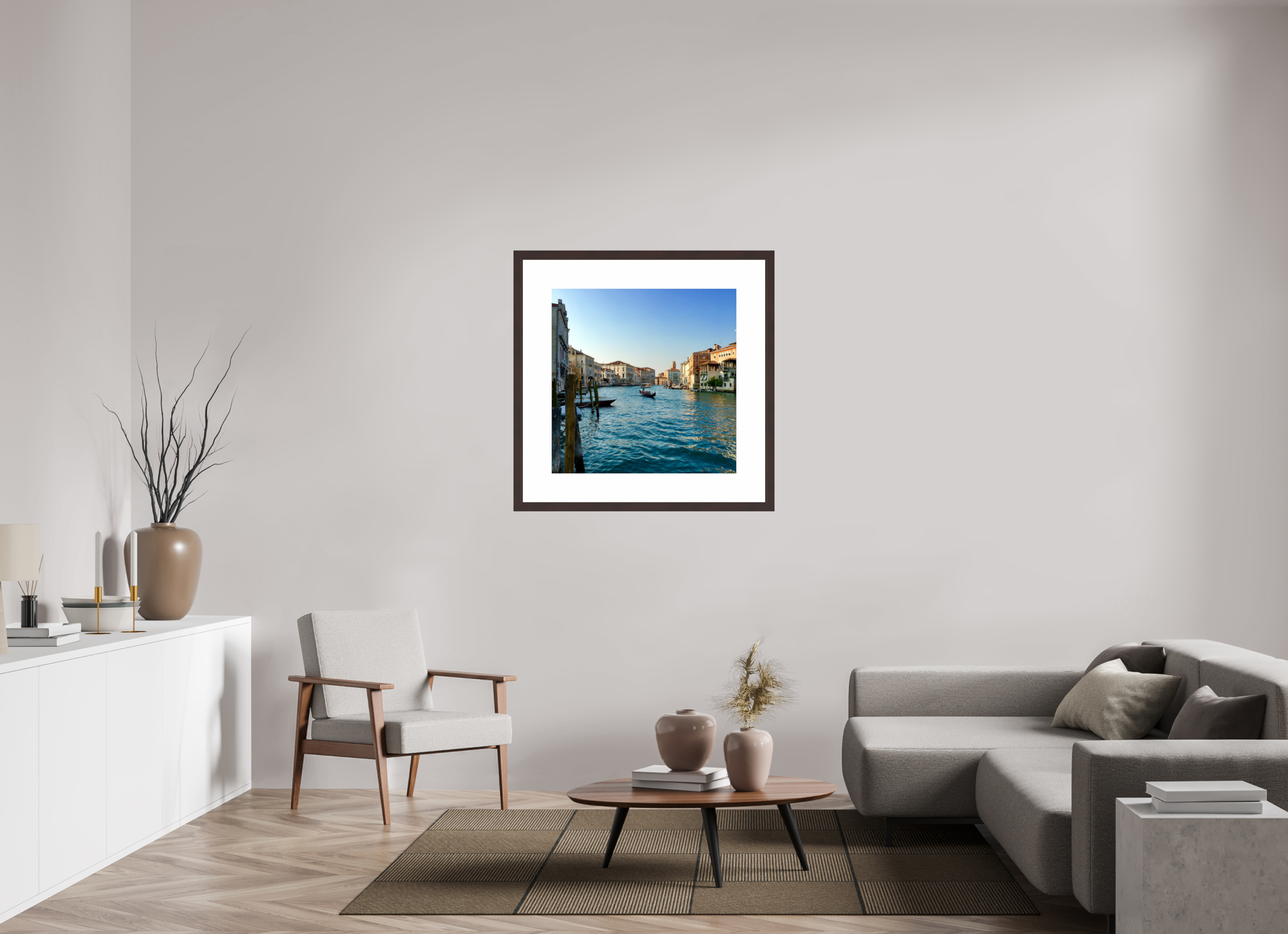 30 x 30″, Framed, Alder Brown, Color Print Gondelet on Grand Canal