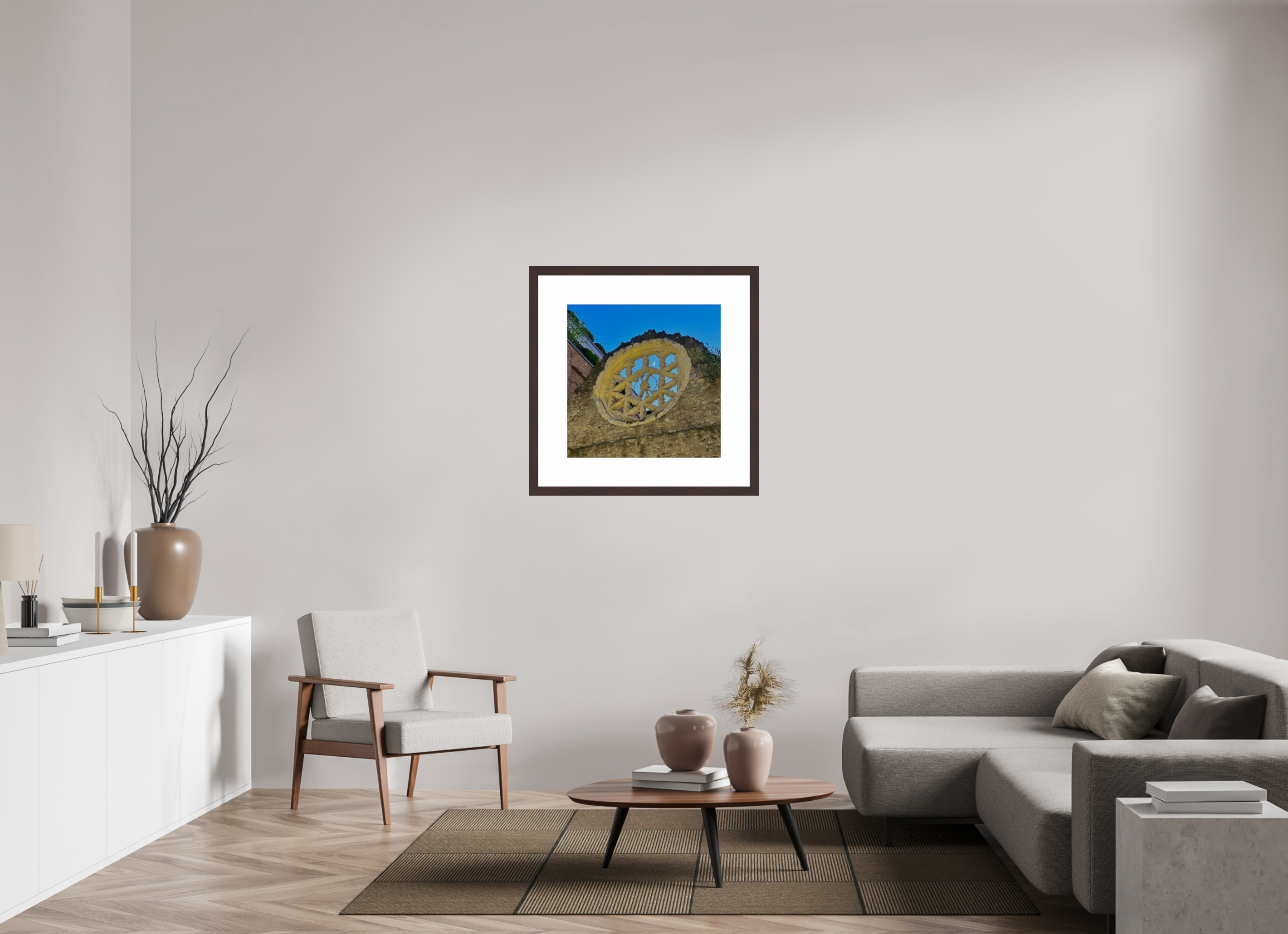 25 x 25″, Framed, Alder Brown, Color Print Framed Moon Along Thames Path