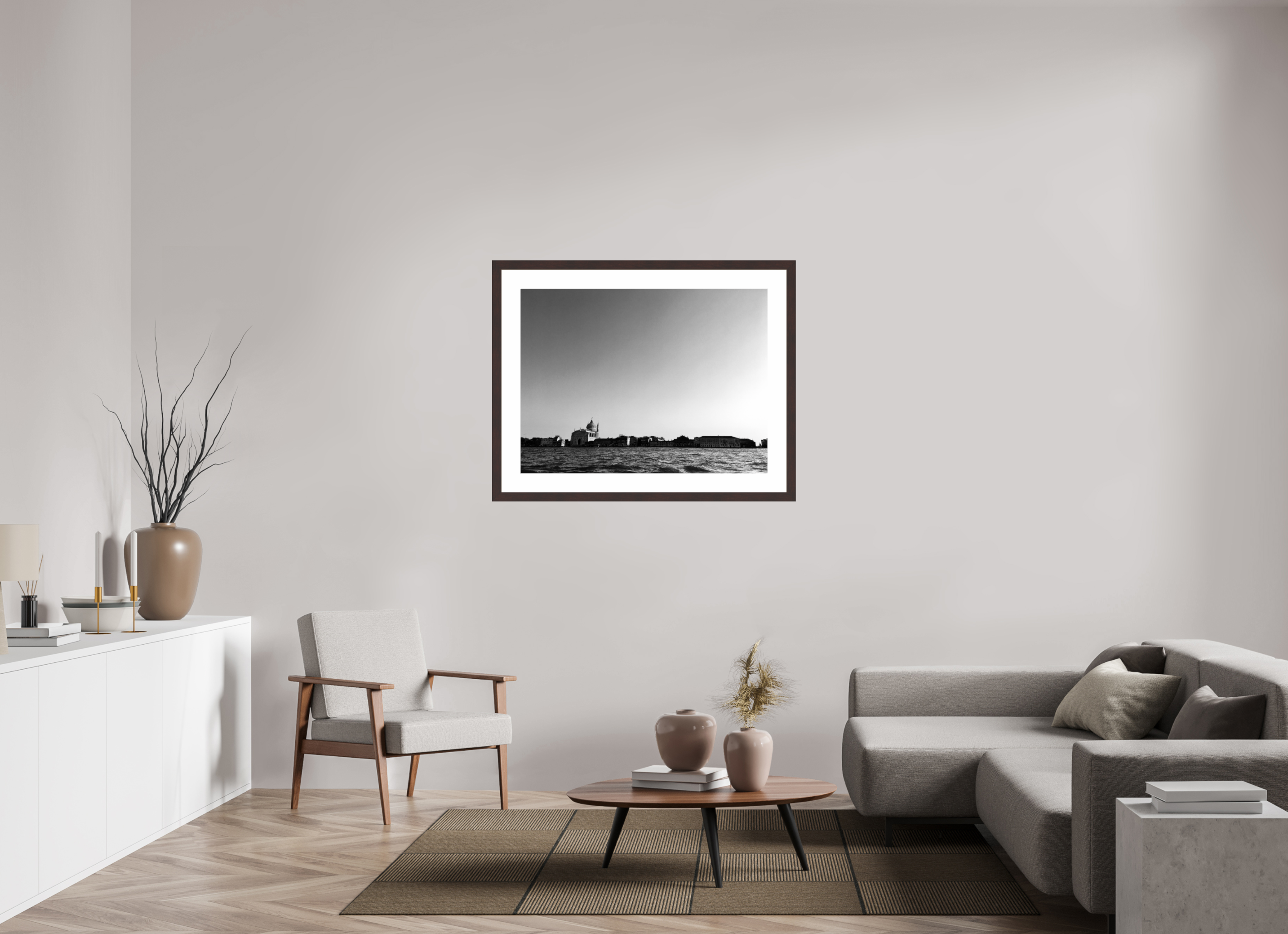 40 x 30″, Framed, Alder Brown, B&W Print Guidecca Canal