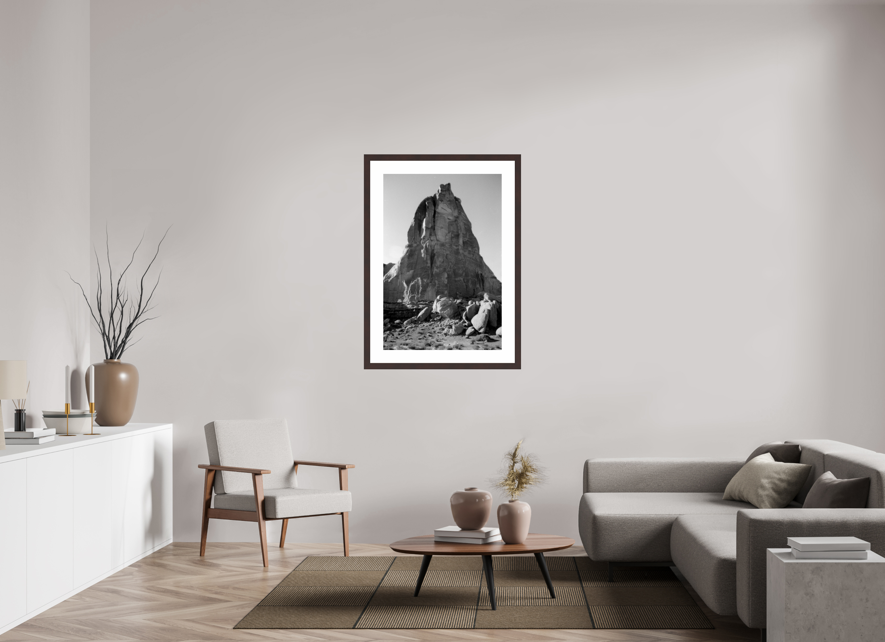 28 x 41.5″, Framed, Alder Brown, B&W Print Fin Formation