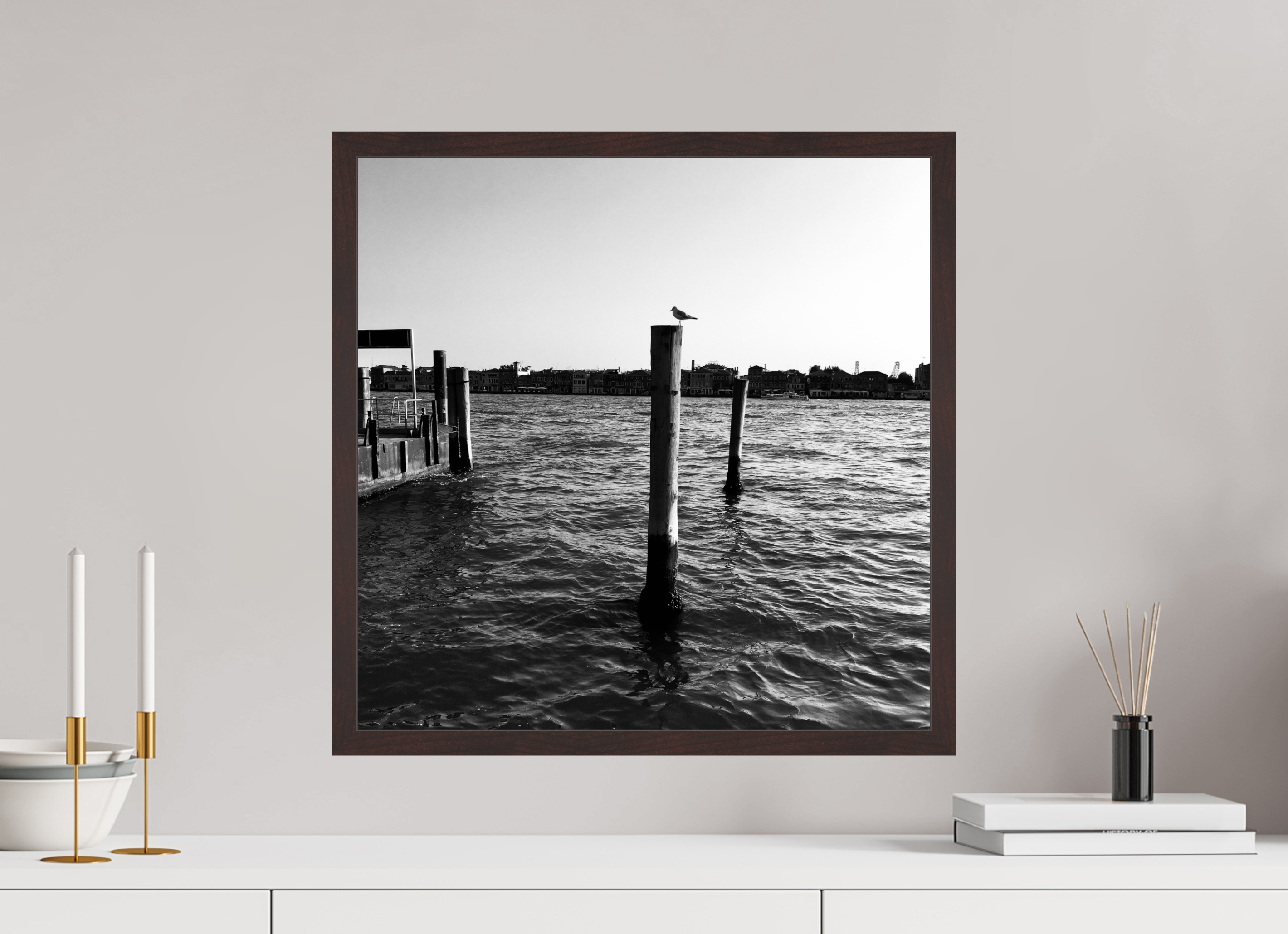 20 x 20″, ArtBox On Aluminum Dibond Seagull on Giudecca Canal