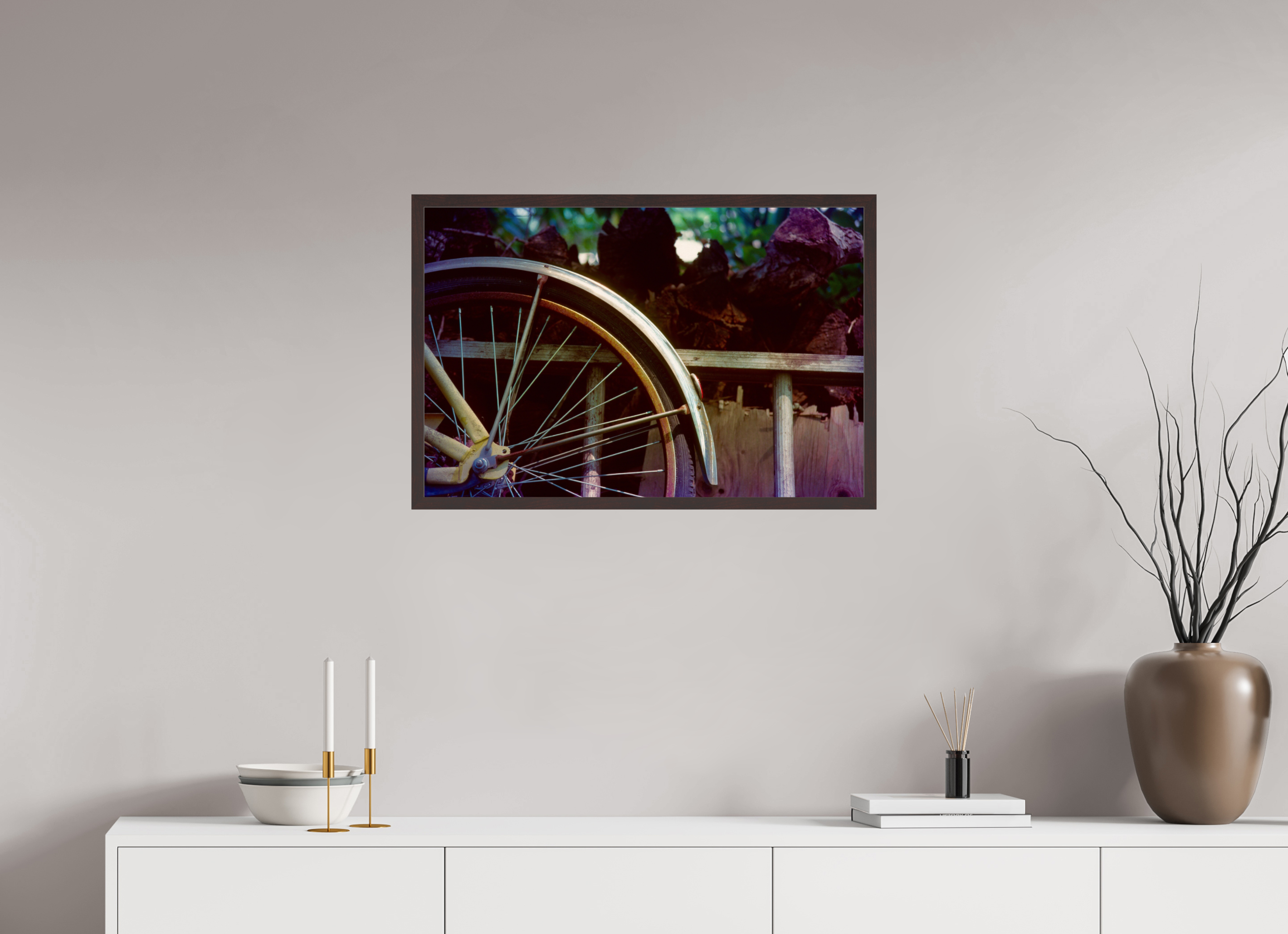 30 x 20″, ArtBox On Aluminum Dibond Bicycle and Ladder