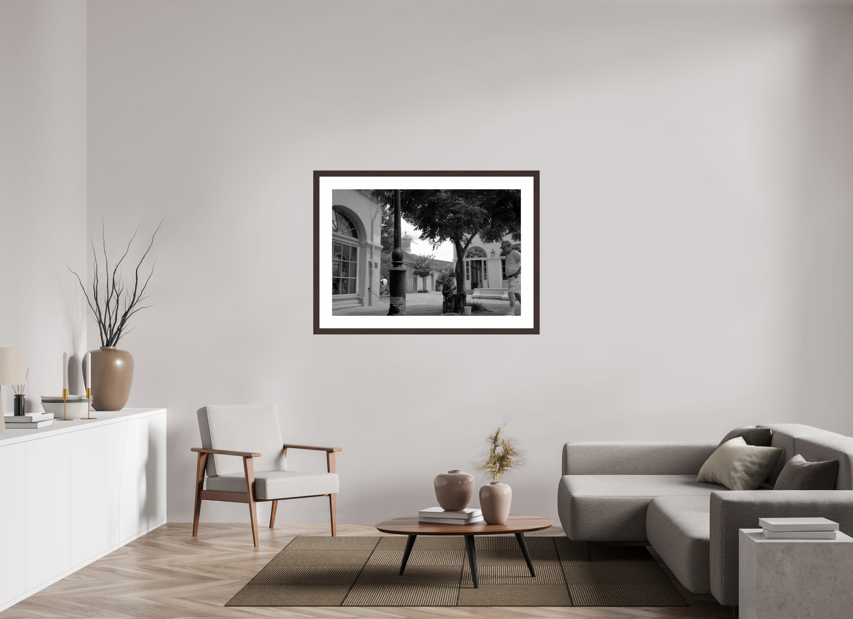 46.1 x 31″, Framed, Alder Brown, B&W Print New Orleans Scene