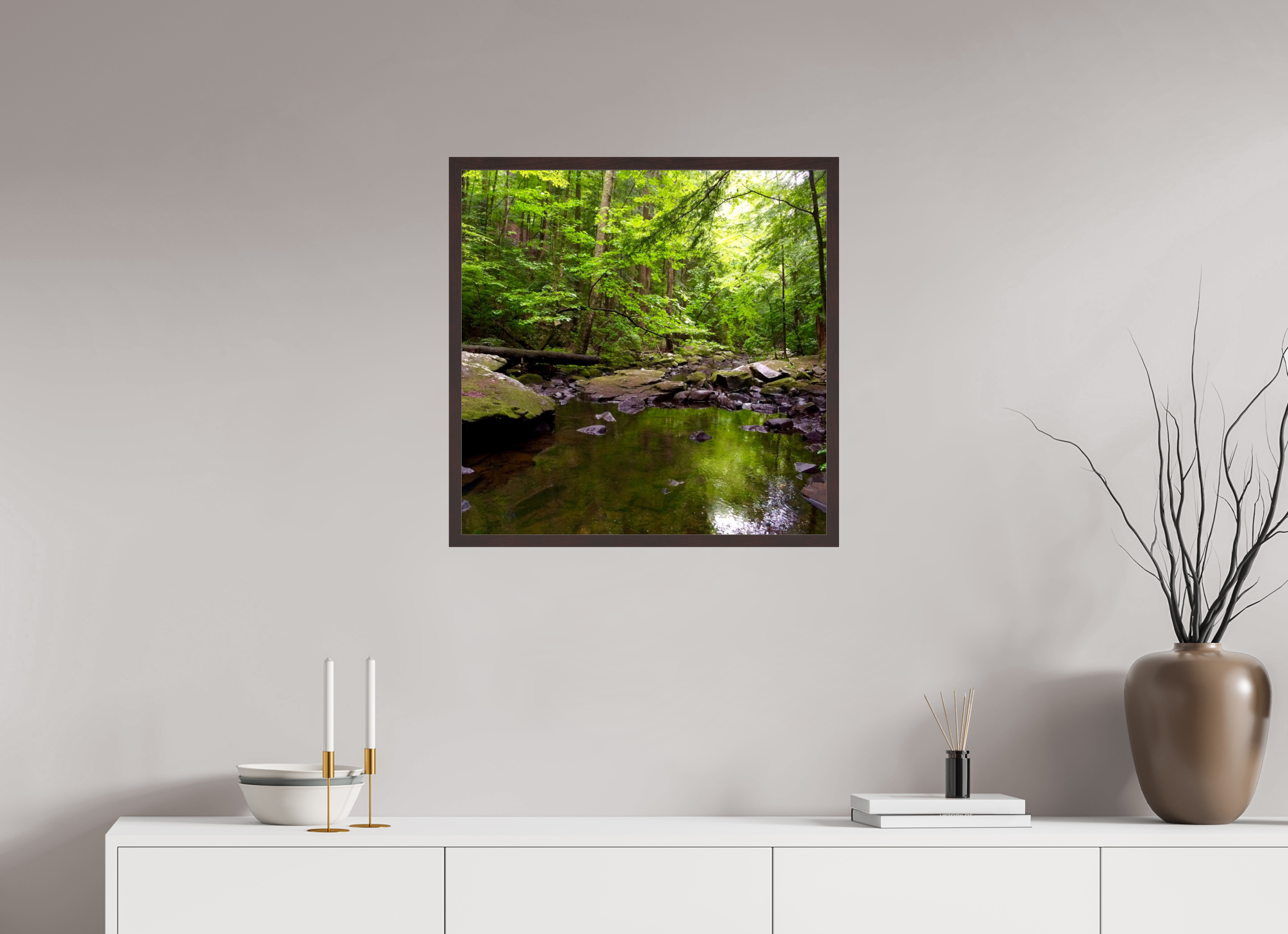 25 x 25″, ArtBox On Aluminum Dibond Stream Near Foster Falls