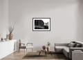 35.5 x 24″, Framed, Alder Brown, B&W Print Porch and Spire