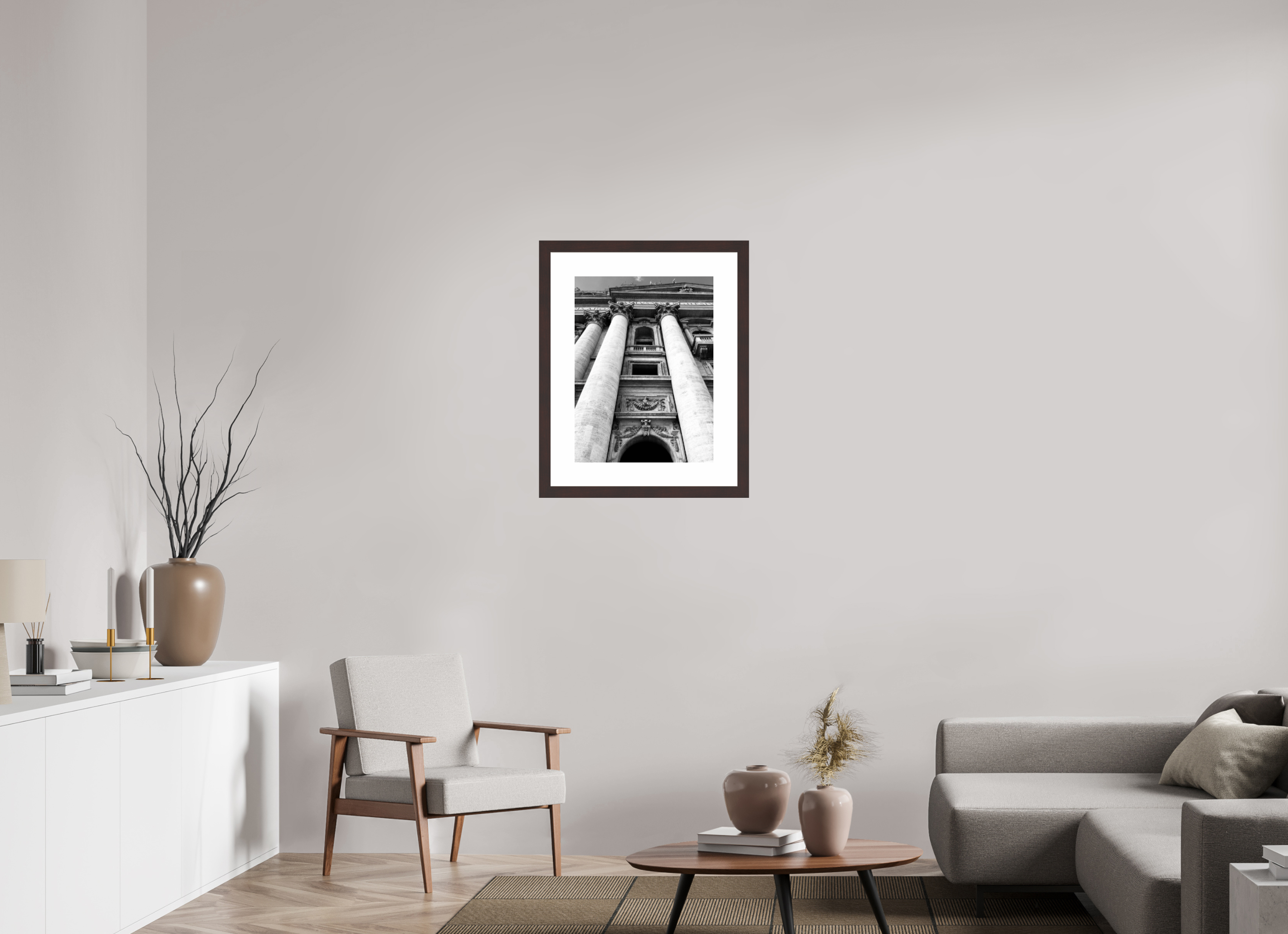 18 x 24″, Framed, Alder Brown, B&W Print St. Peter's