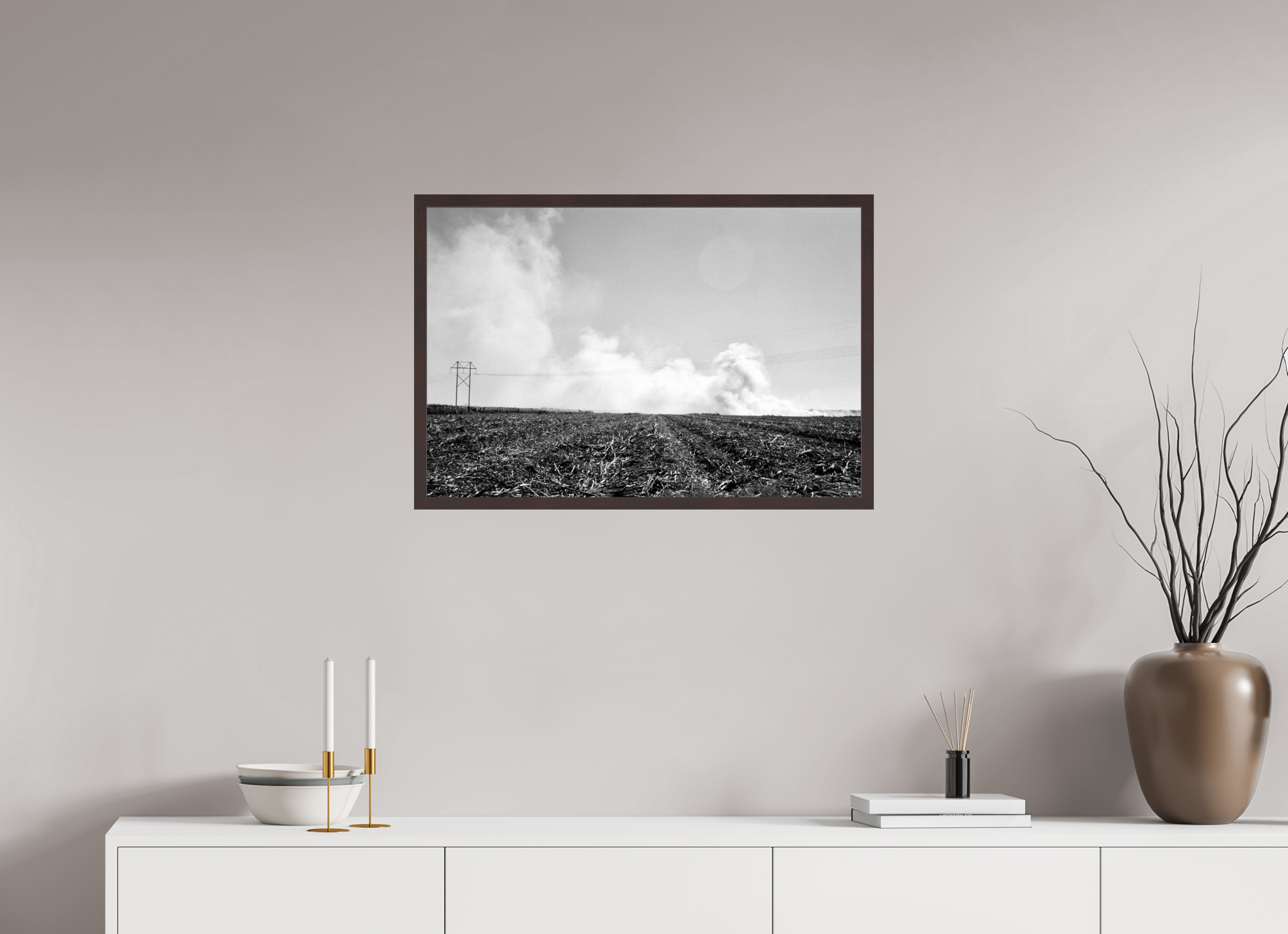 29.6 x 20″, ArtBox On Aluminum Dibond Sugar Cane Field, Burning