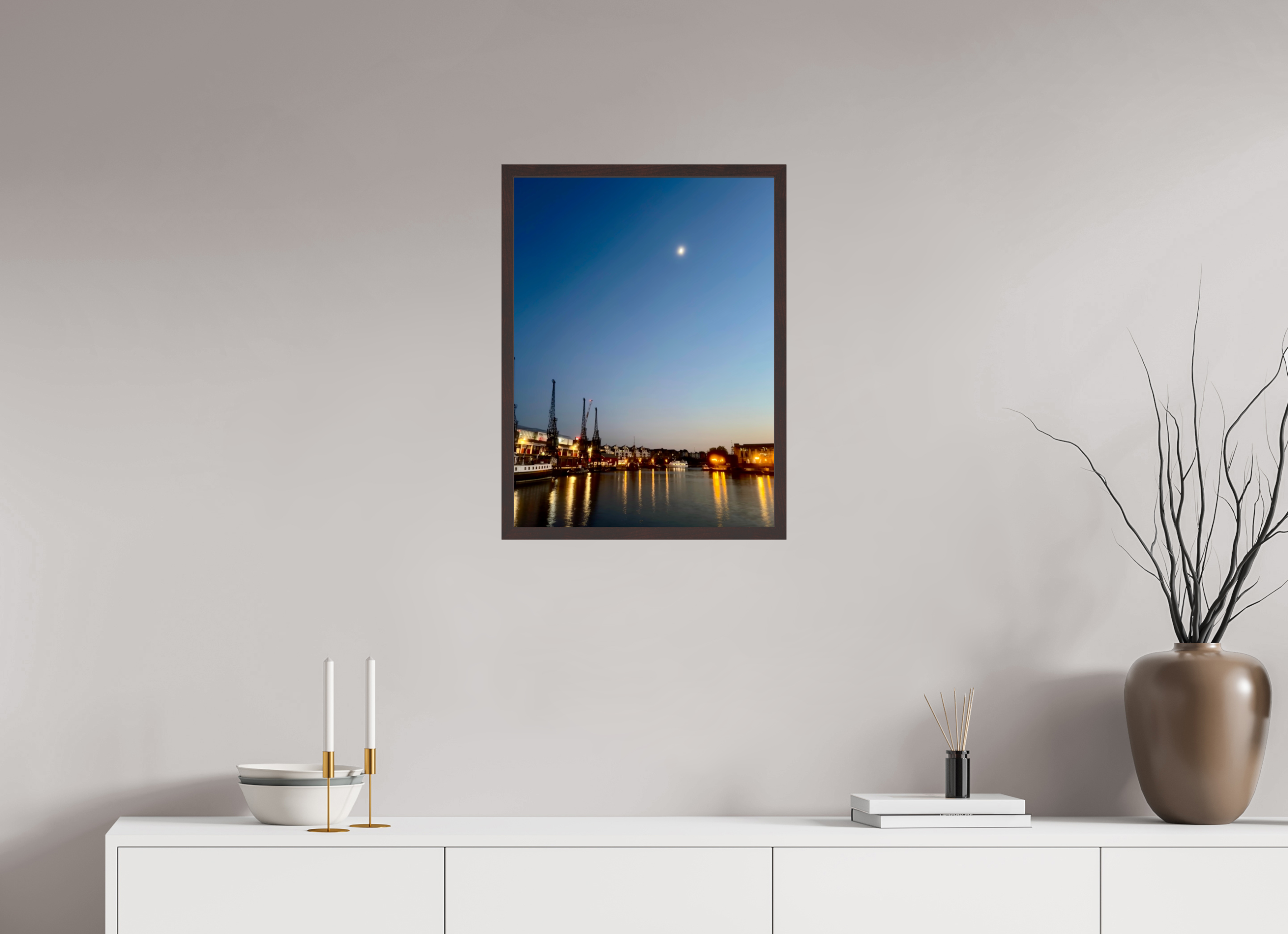 18 x 24″, ArtBox On Aluminum Dibond Moonset Over Bristol