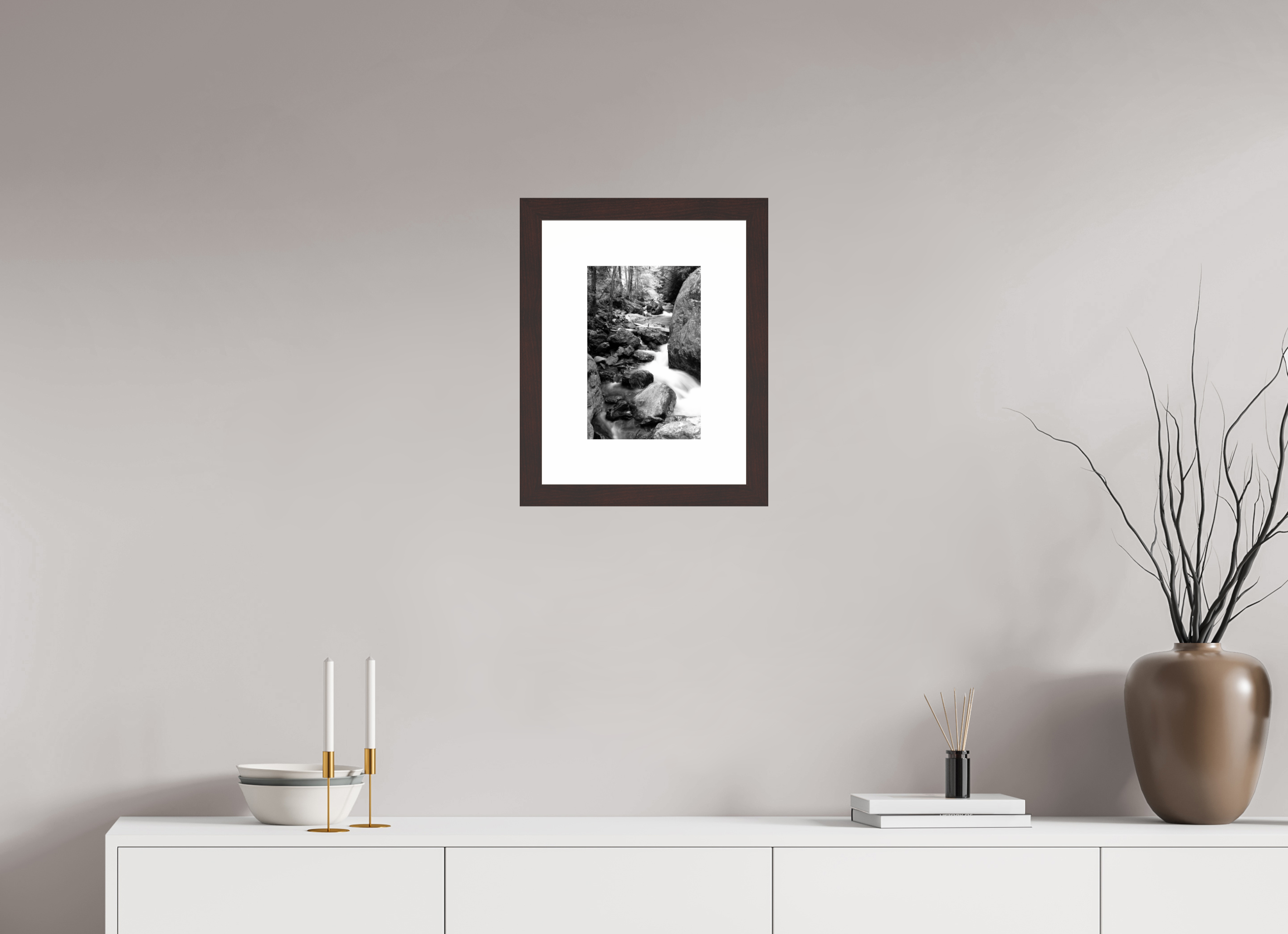 8 x 12″, Framed, Alder Brown, B&W Print Tallulah River