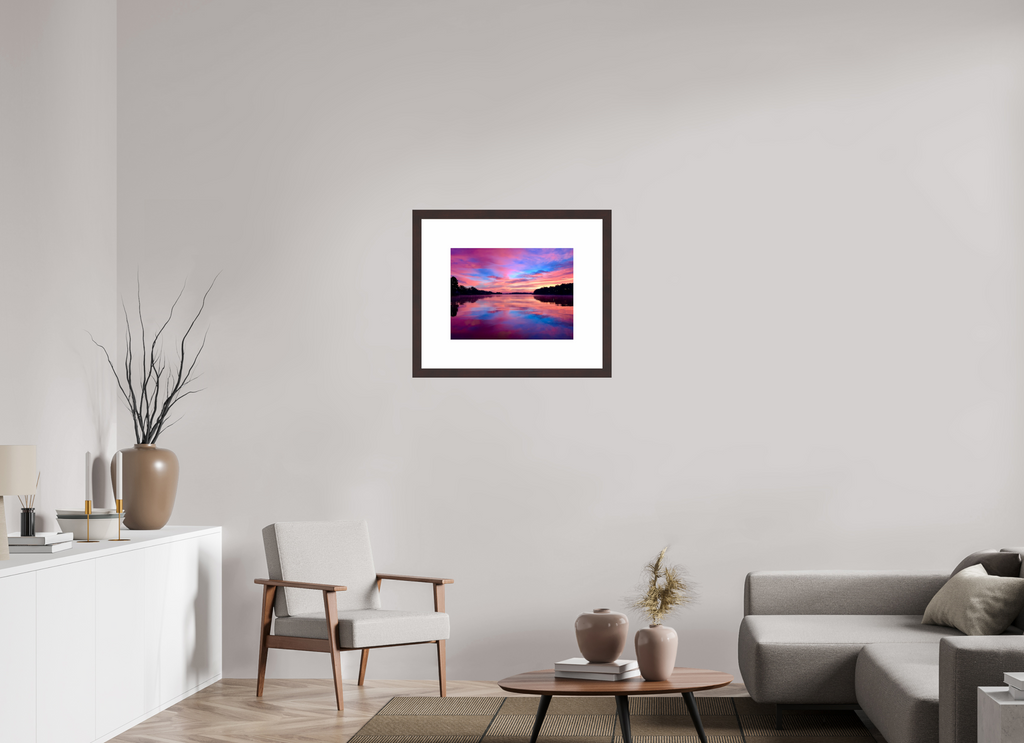 20 x 15″, Framed, Alder Brown, Color Print Lake Hamilton Sunrise