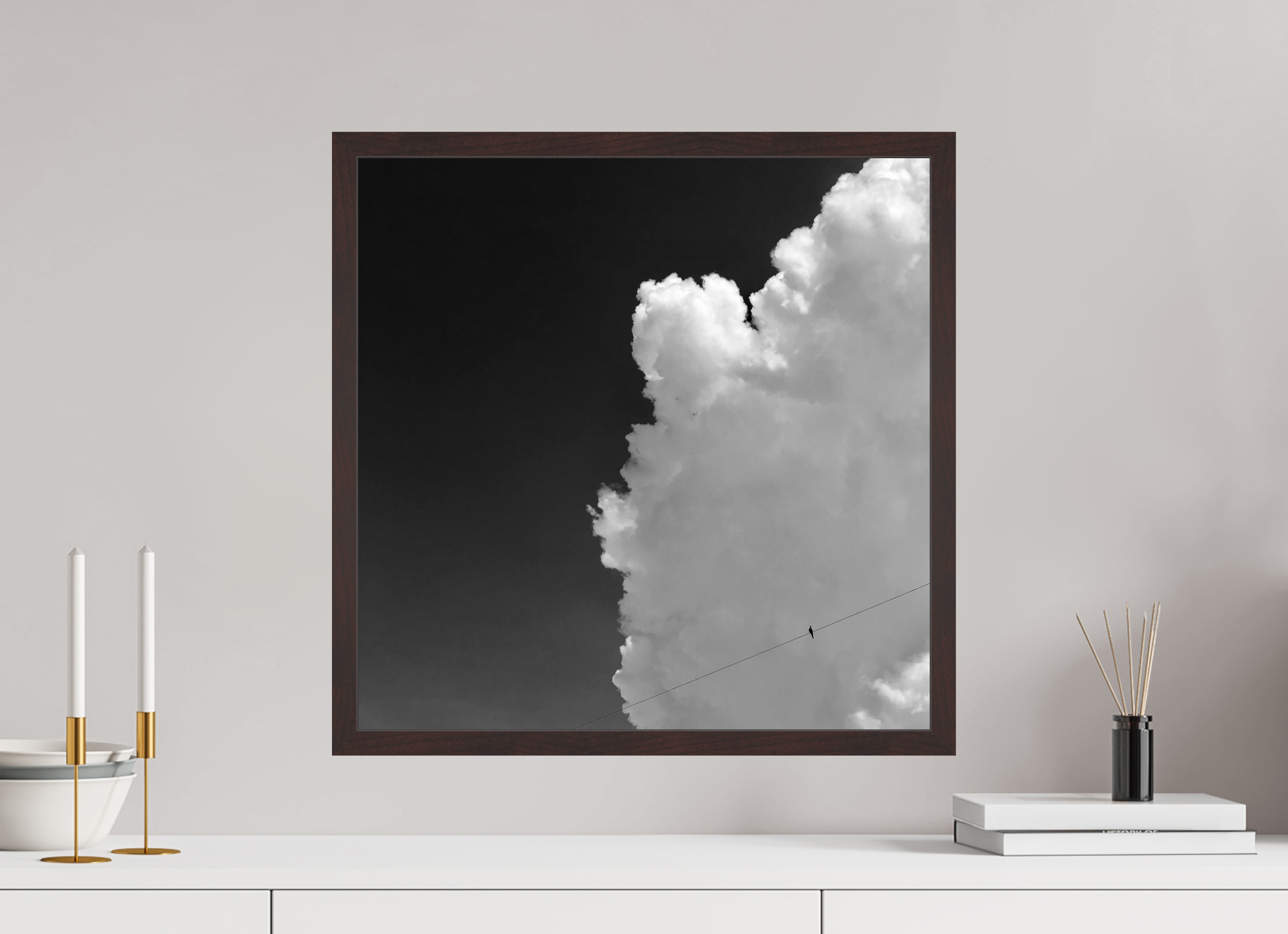 20 x 20″, ArtBox On Aluminum Dibond Bird on a Wire