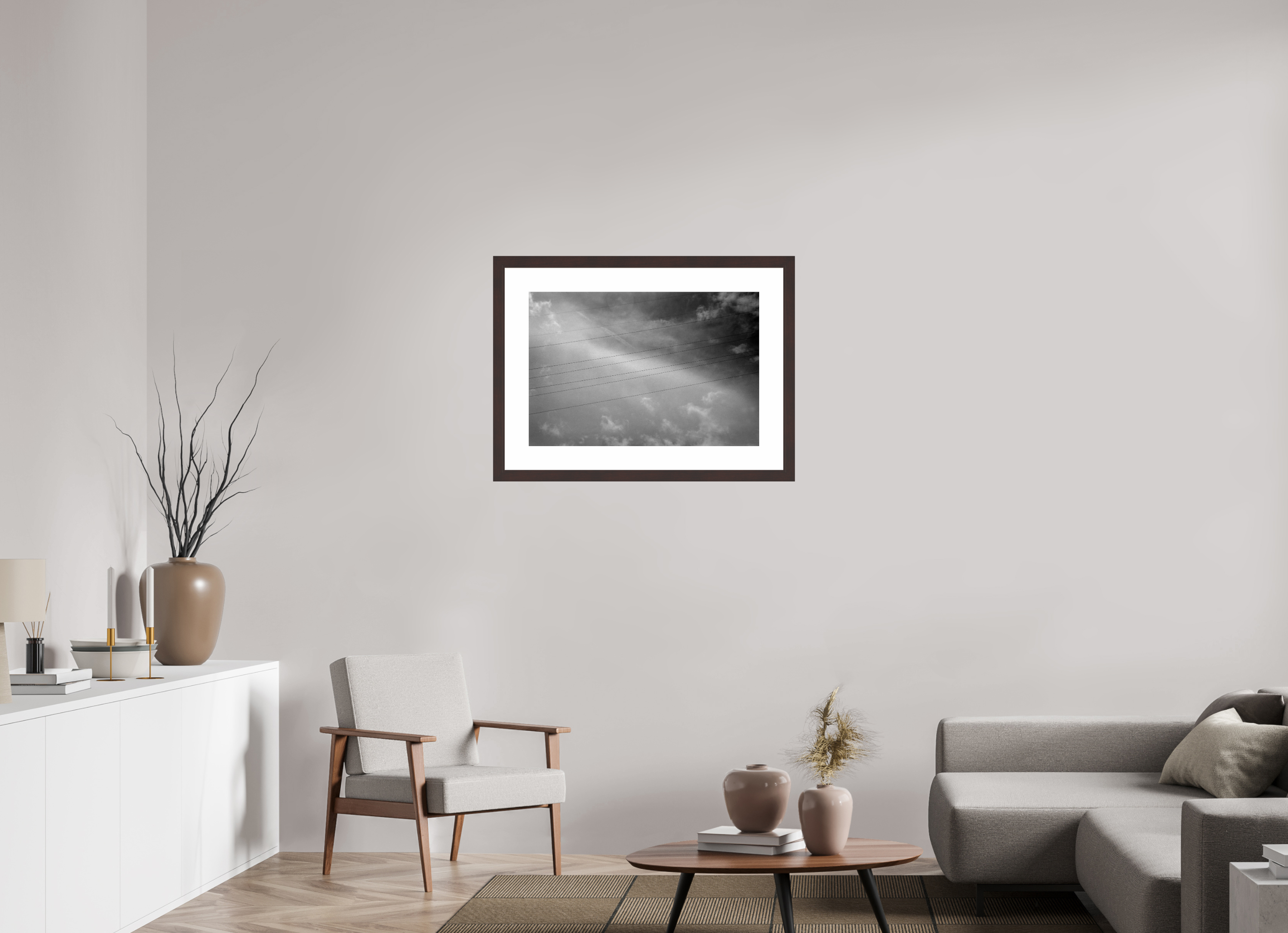 29.6 x 20″, Framed, Alder Brown, B&W Print Lines