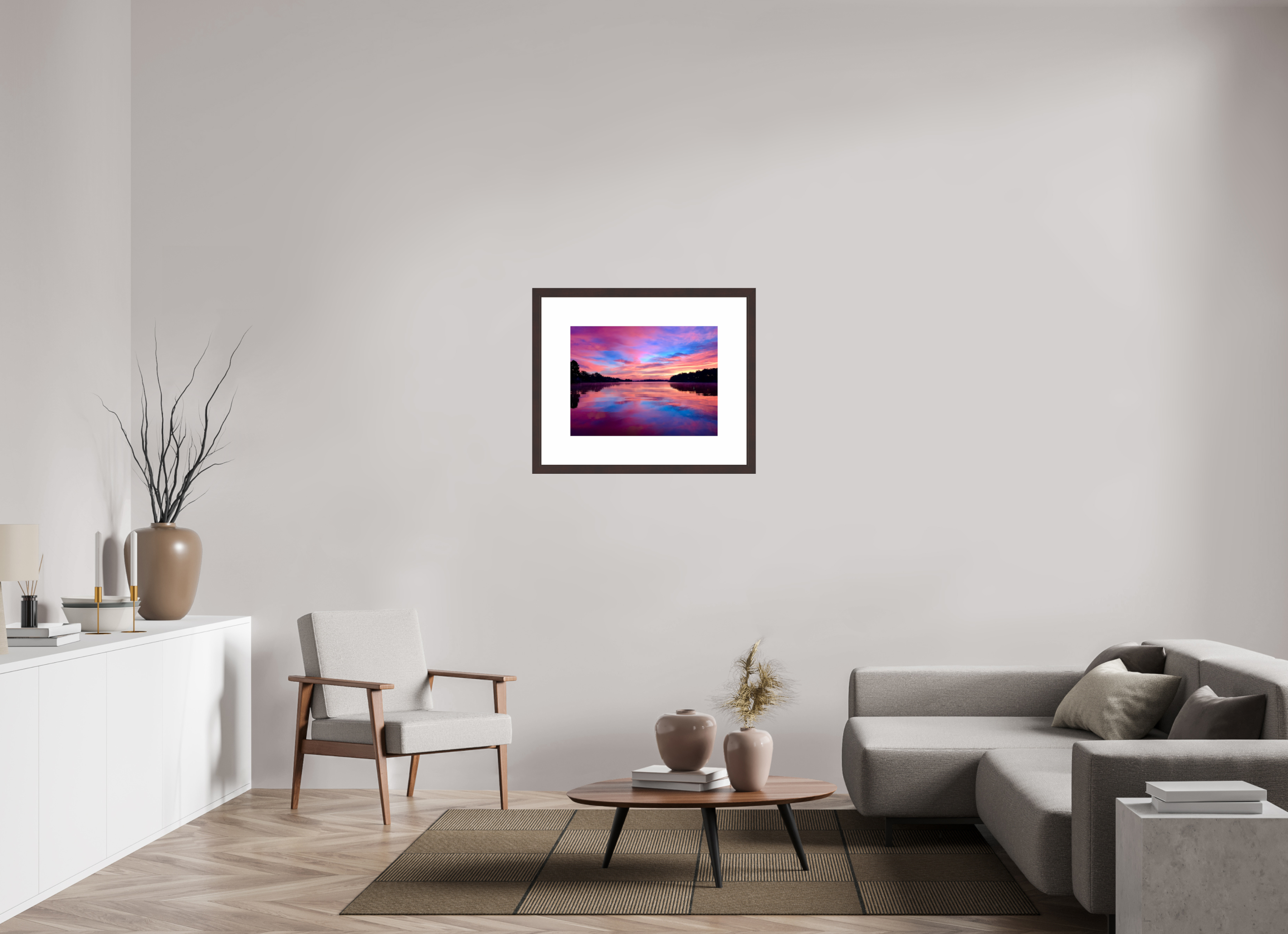 24 x 18″, Framed, Alder Brown, Color Print Lake Hamilton Sunrise