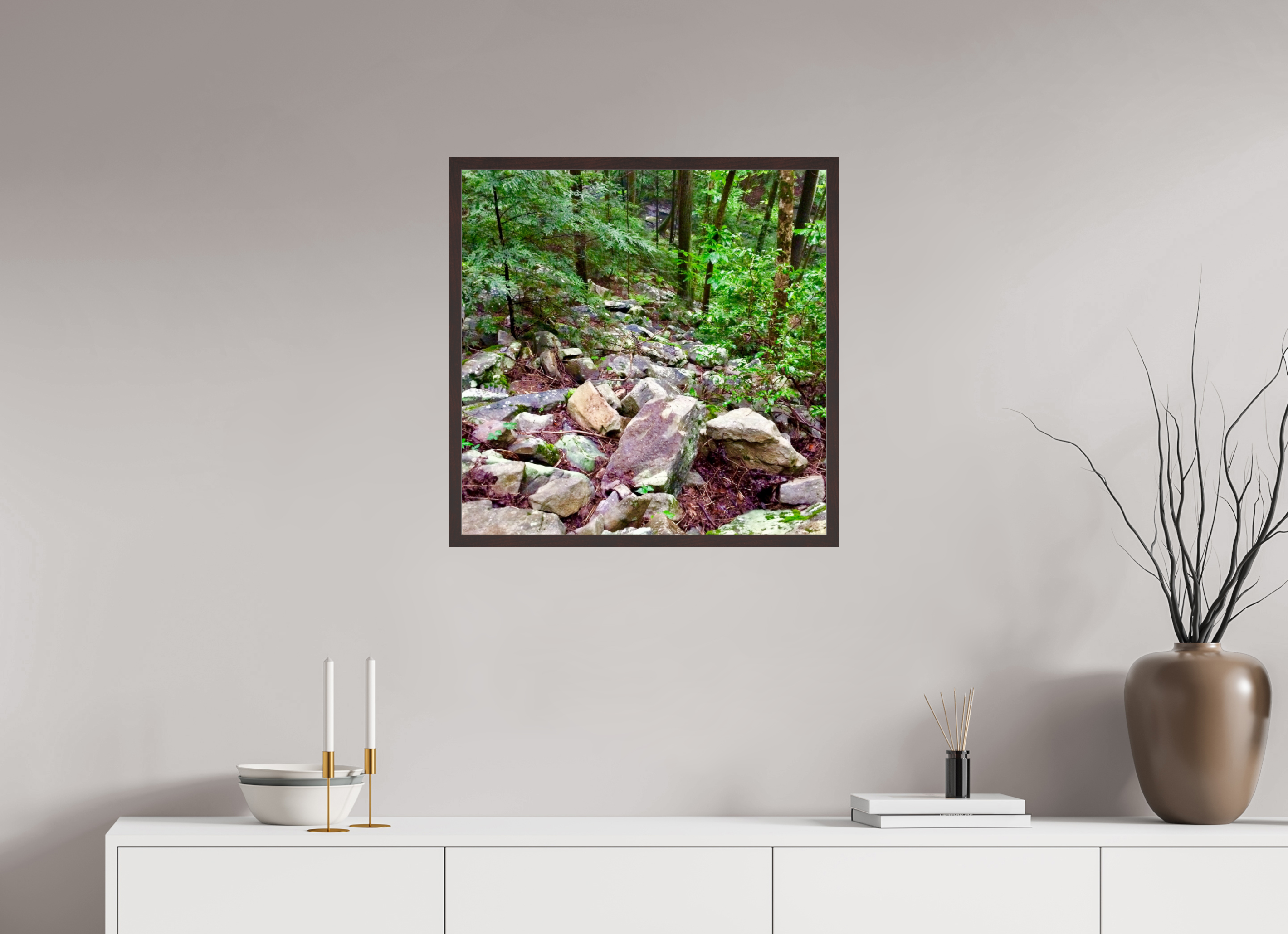 25 x 25″, ArtBox On Aluminum Dibond Rocky Hillside