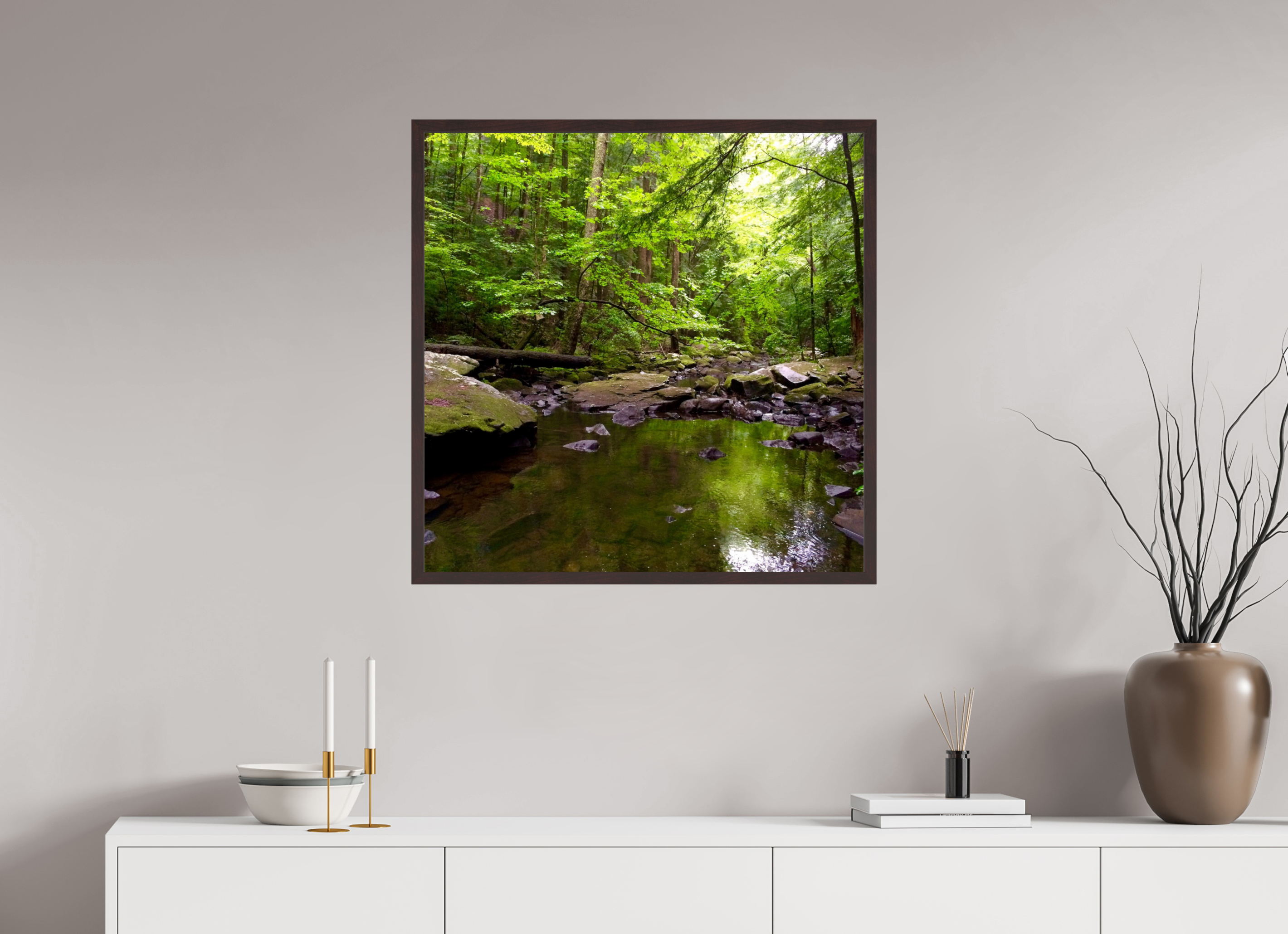 30 x 30″, ArtBox On Aluminum Dibond Stream Near Foster Falls