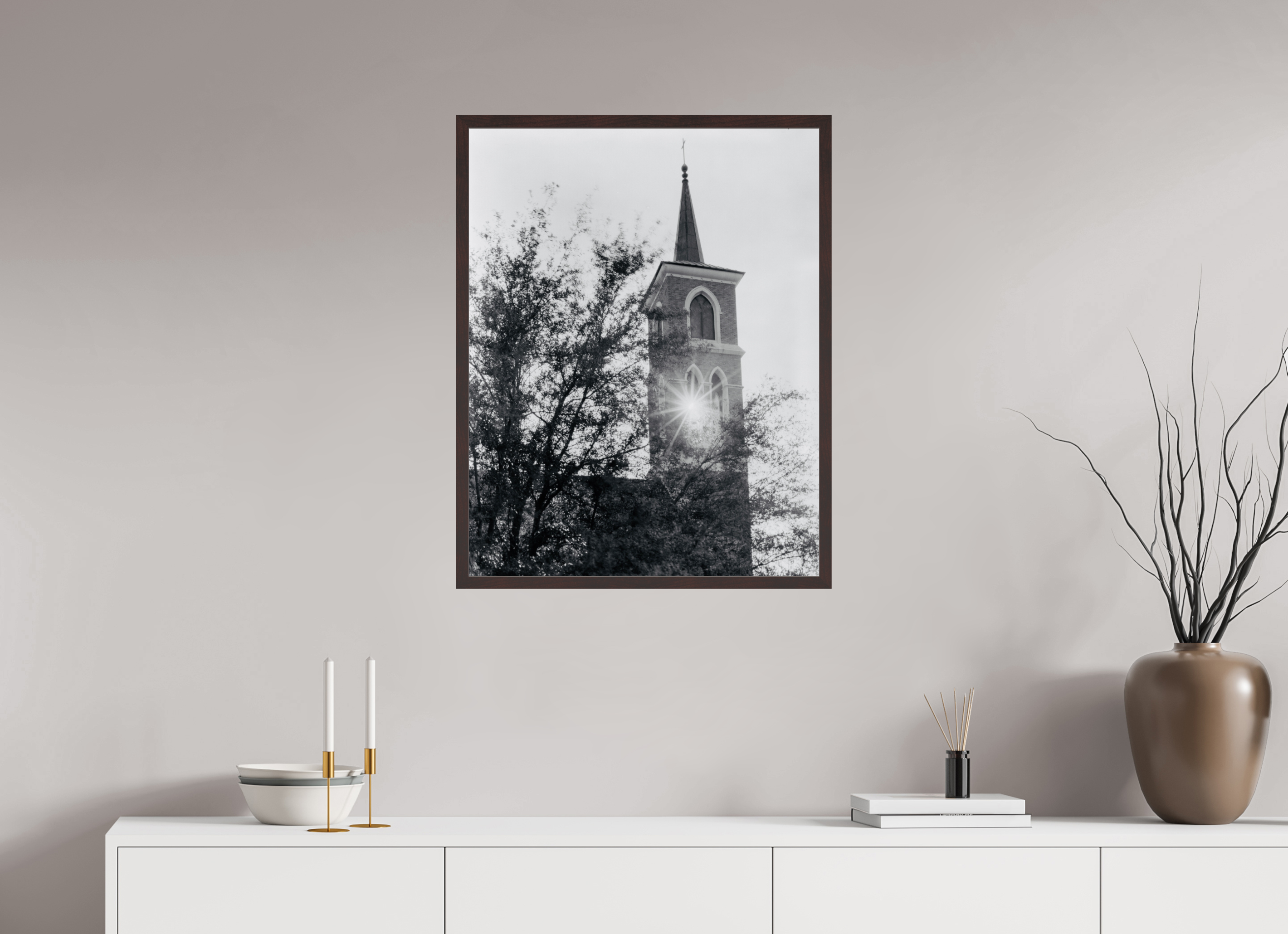 24 x 30.6″, ArtBox On Aluminum Dibond Sunlight Through Steeple