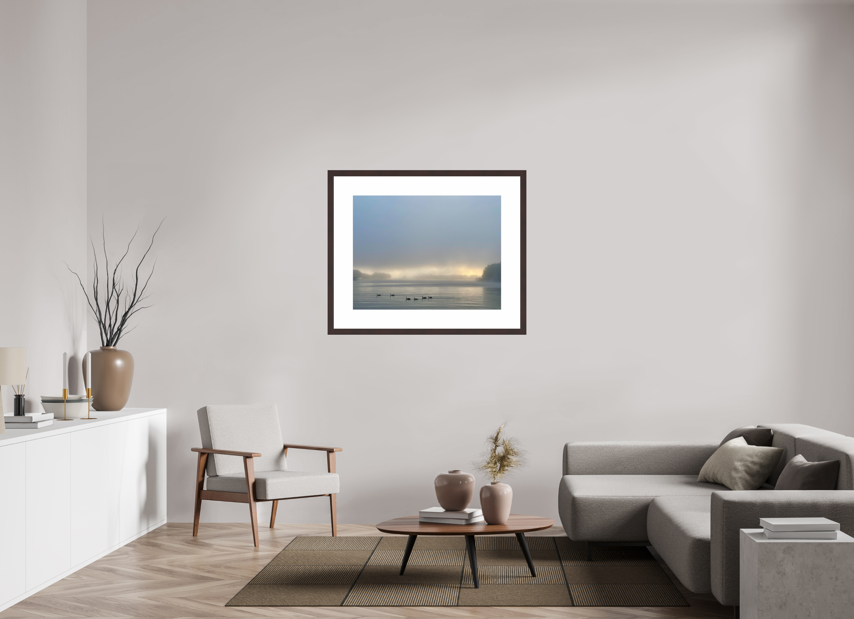 36.2 x 28″, Framed, Alder Brown, Color Print Swans