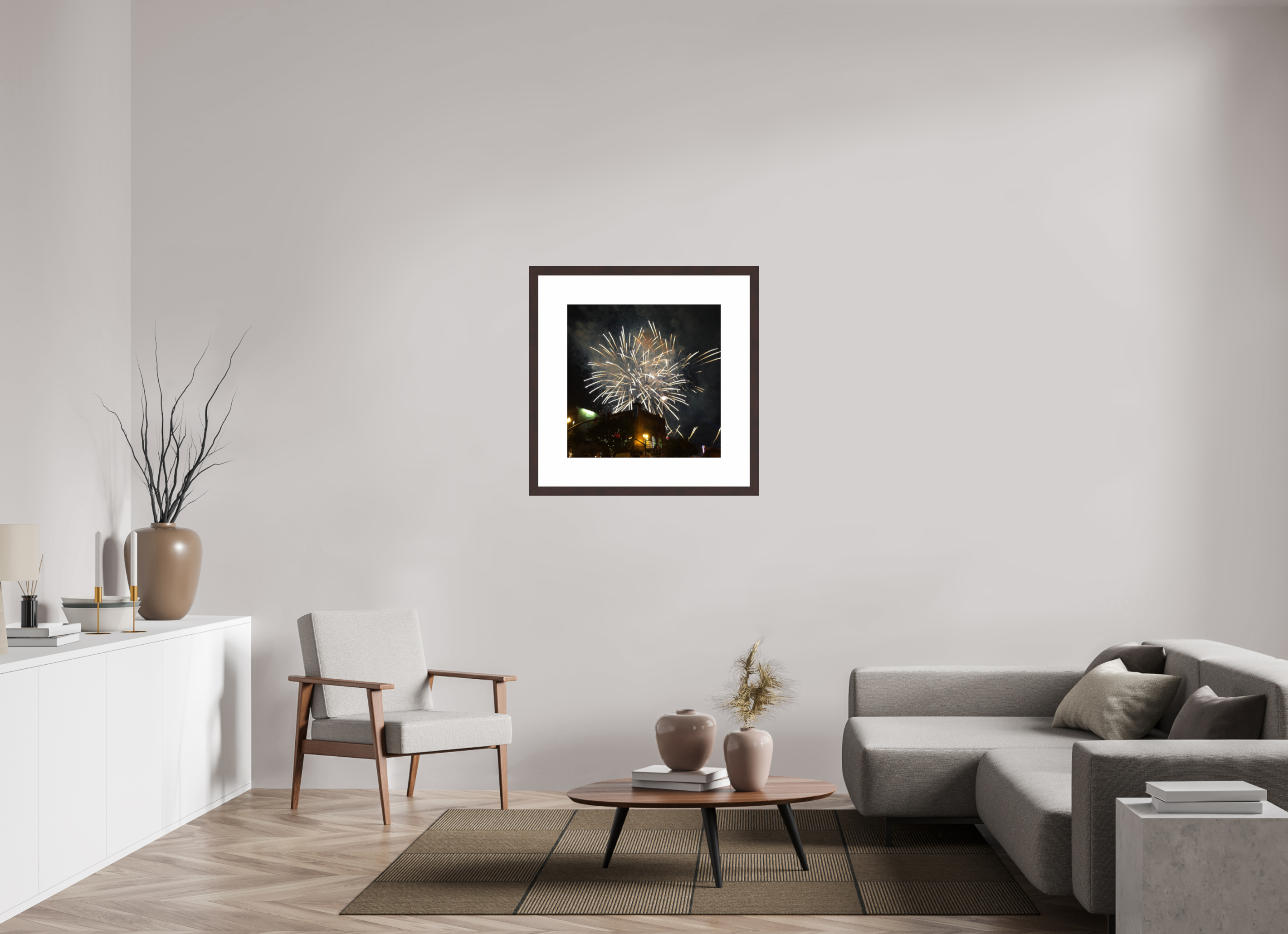 25 x 25″, Framed, Alder Brown, Color Print Fireworks