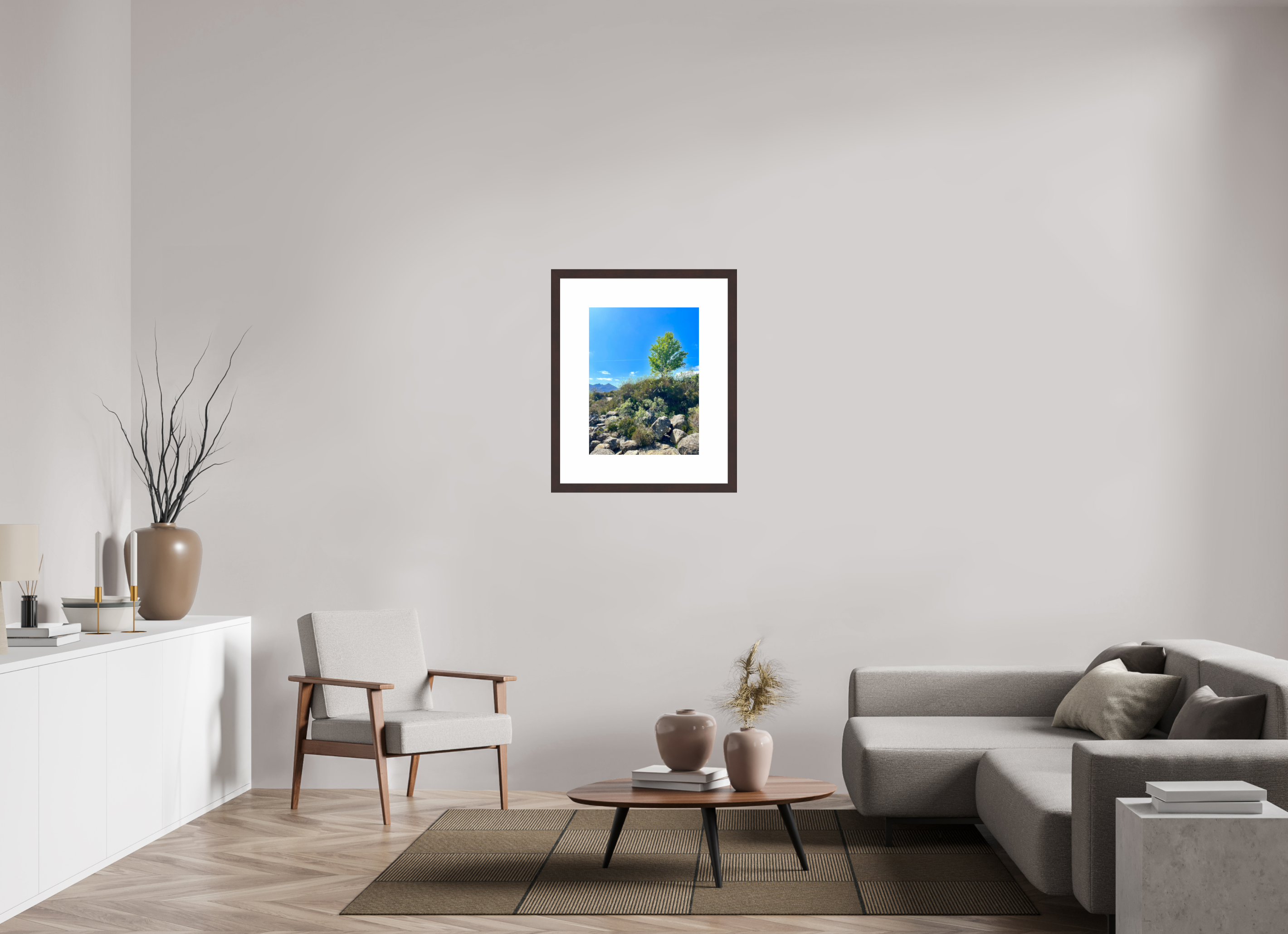 18 x 24″, Framed, Alder Brown, Color Print Tree On the River Sligachan
