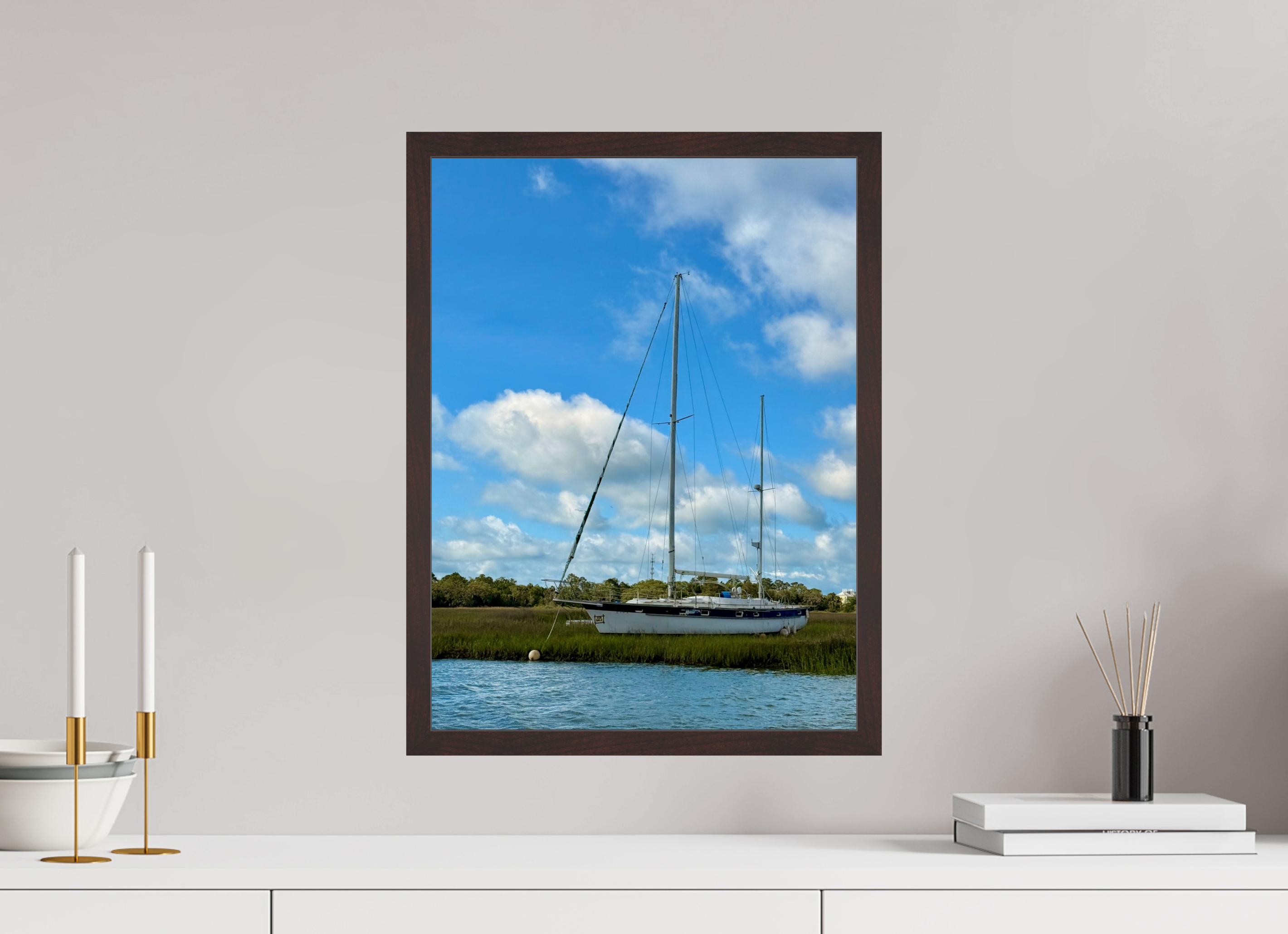 15 x 20″, ArtBox On Aluminum Dibond Boat Near Eagle Island