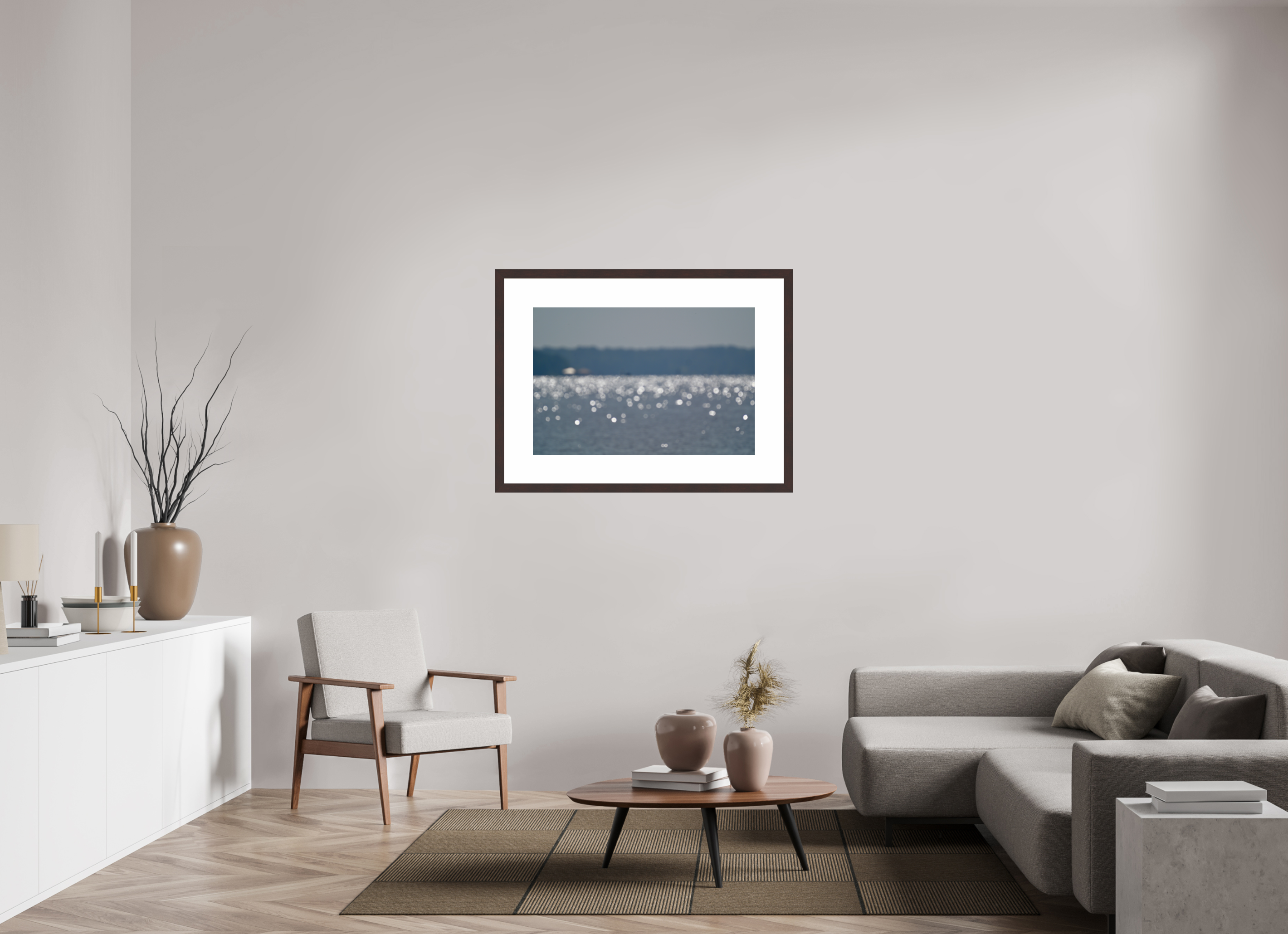 36 x 24″, Framed, Alder Brown, Color Print Unfocused Lake Light