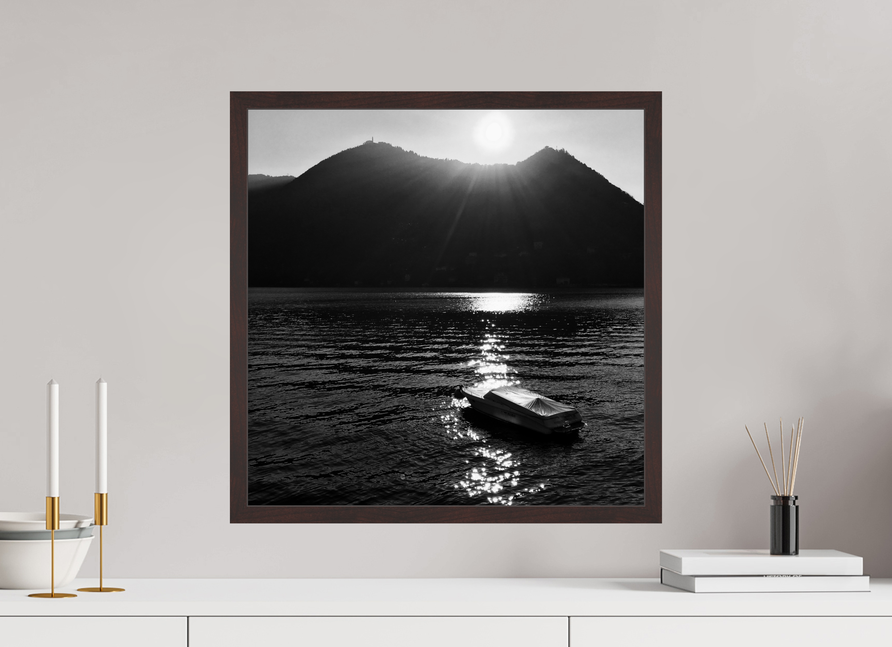 20 x 20″, ArtBox On Aluminum Dibond Sunrise Over Lake Como