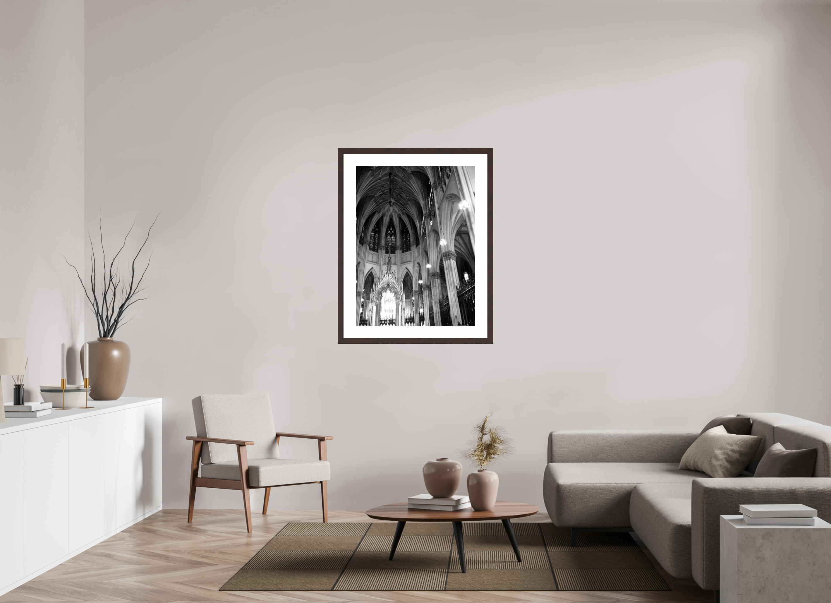 30 x 40″, Framed, Alder Brown, B&W Print St. Patrick's