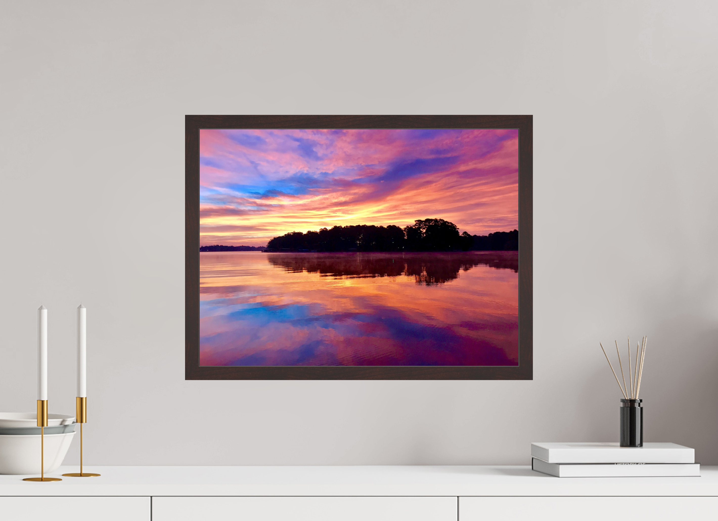 20 x 15″, ArtBox On Aluminum Dibond Lake Hamilton Sunrise