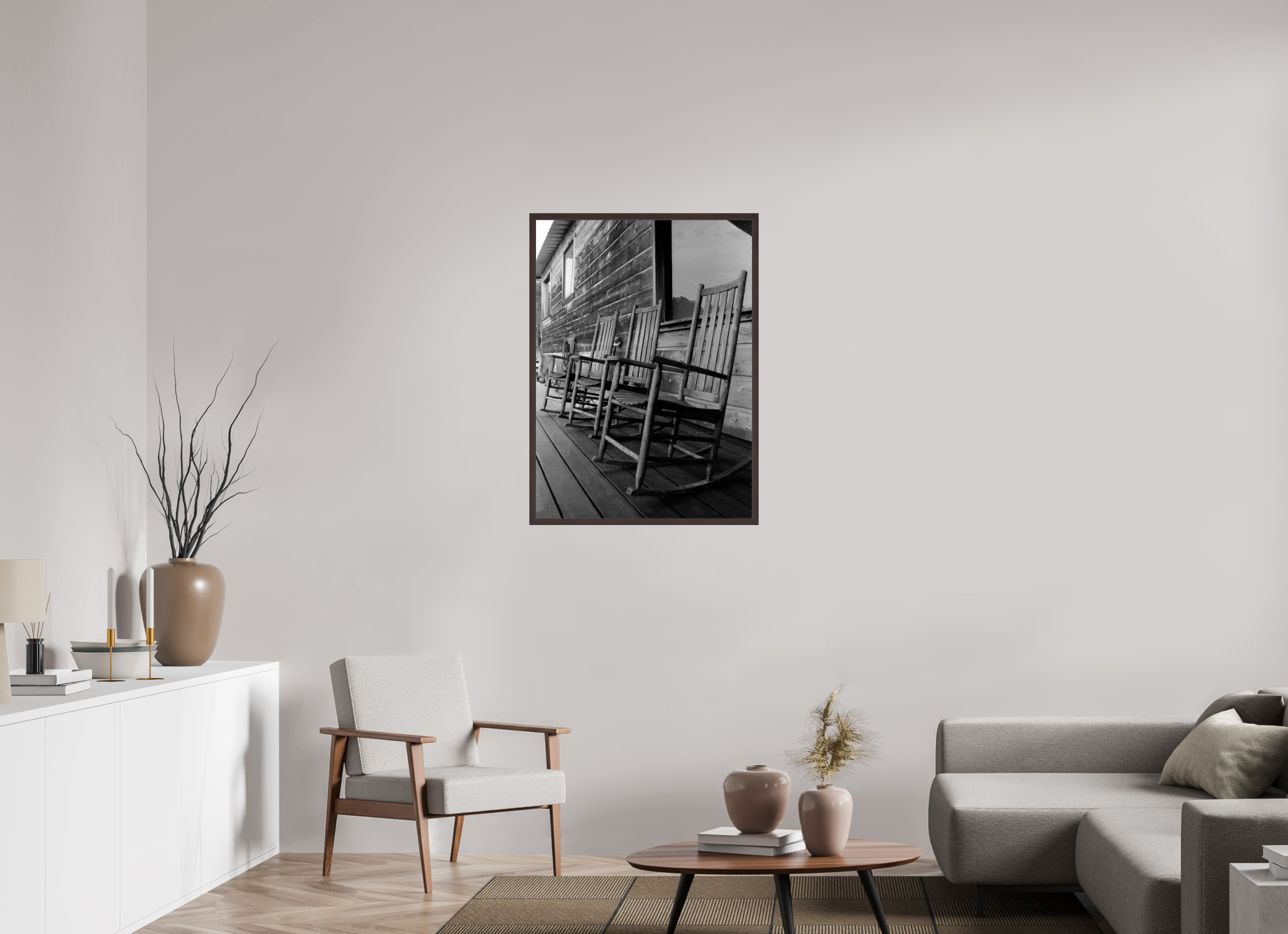 28 x 38.5″, ArtBox On Aluminum Dibond Rocking Chairs