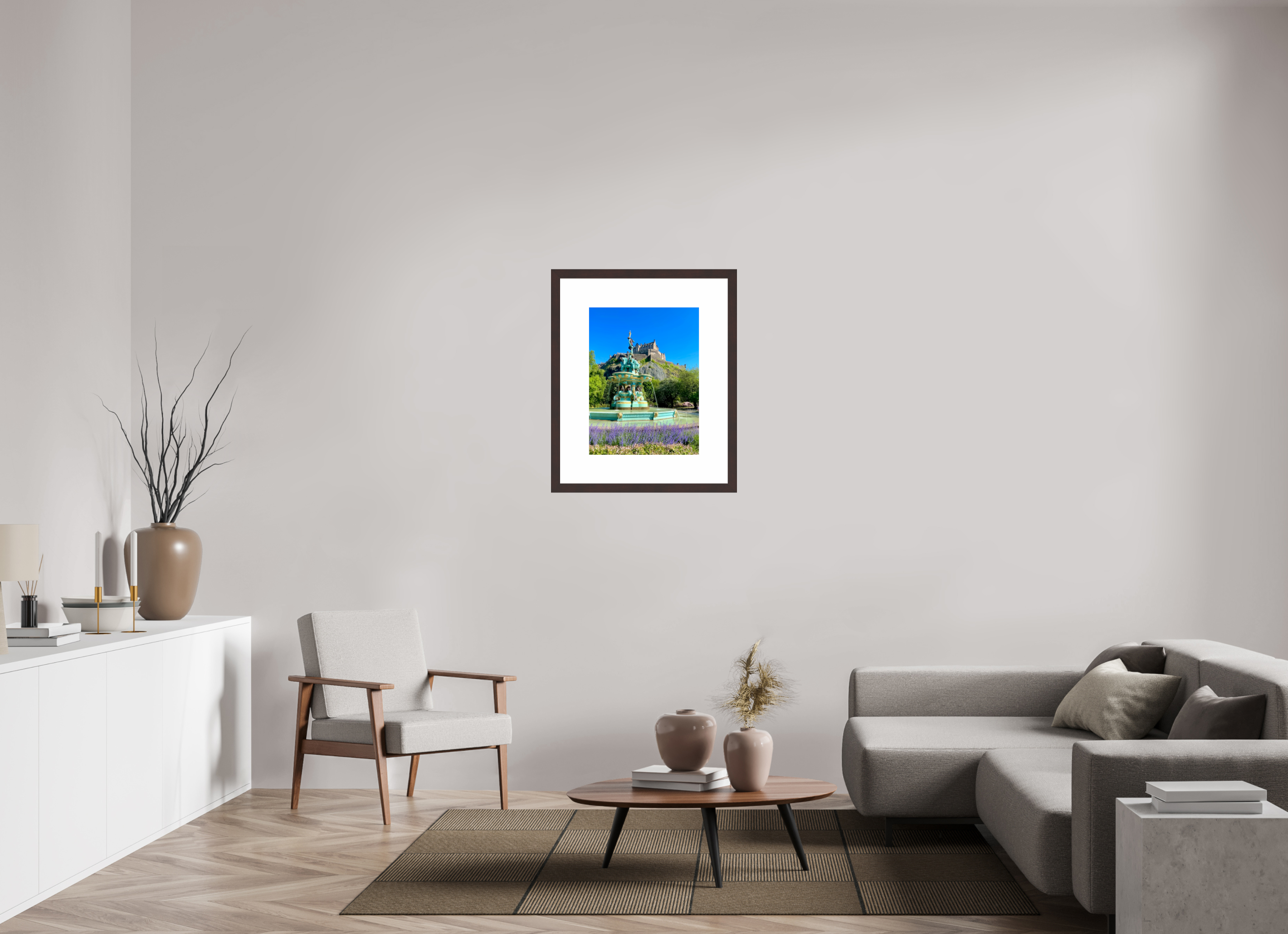 18 x 24″, Framed, Alder Brown, Color Print Ross Fountain / Edinburgh Castle