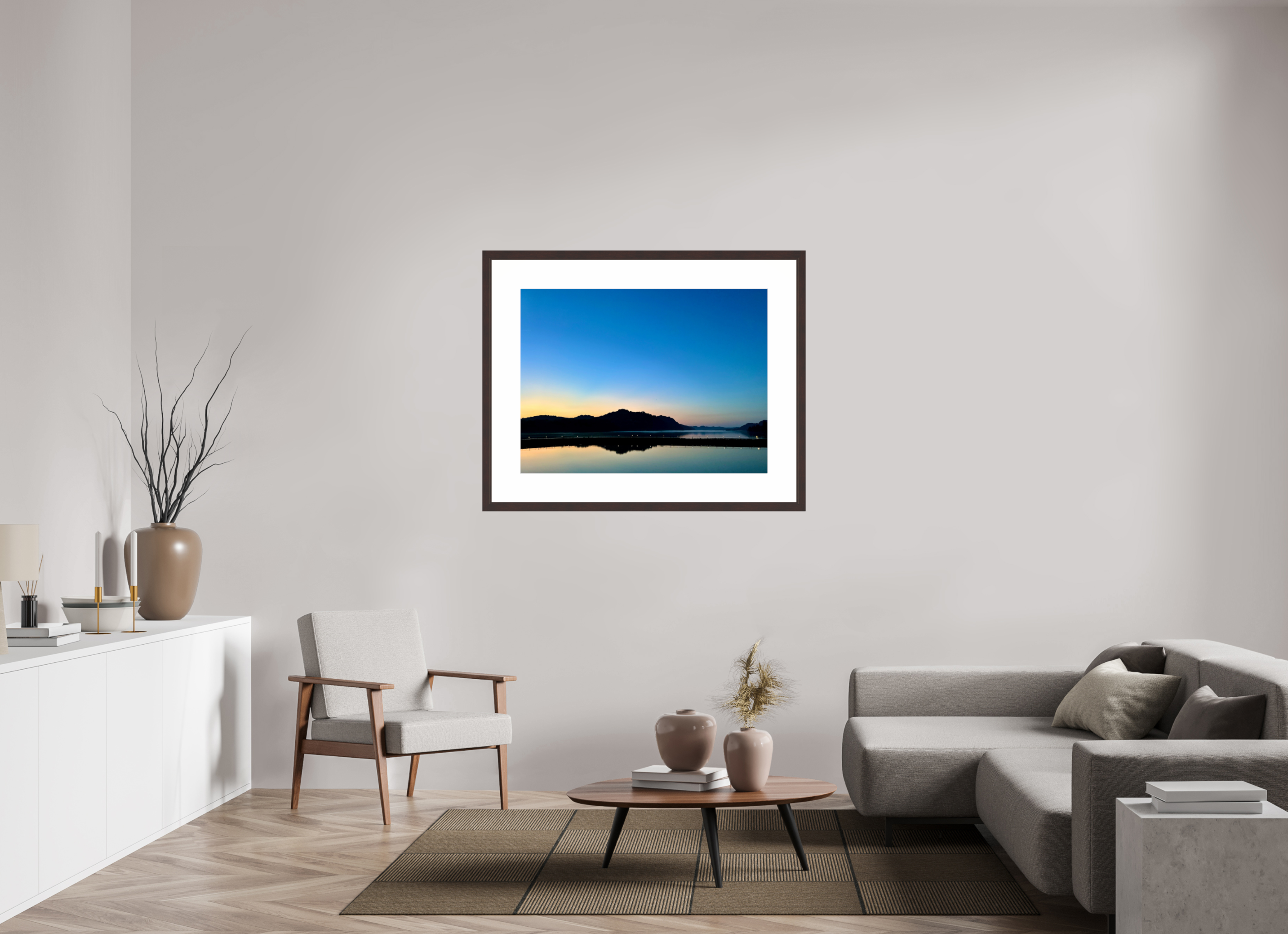 40 x 30″, Framed, Alder Brown, Color Print Dusk, Cordell Hull Reservoir (View 2)