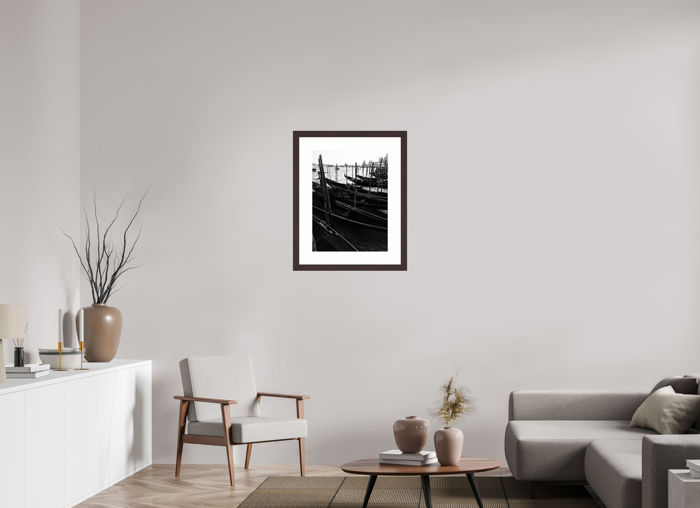 18 x 24″, Framed, Alder Brown, B&W Print Gondelets